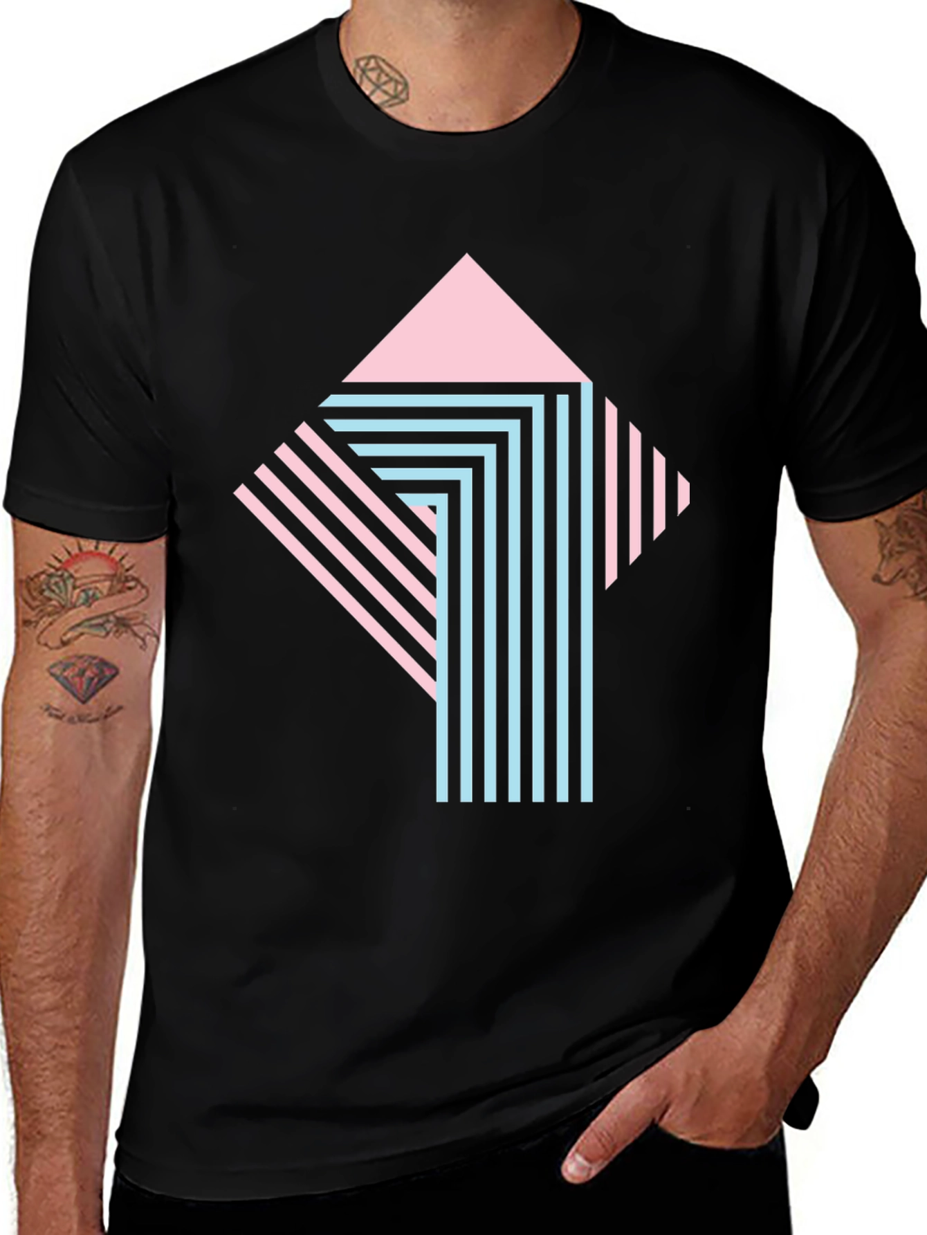 Variant 6 of Retro Graphic Print Tee - Stylish Geometric Design