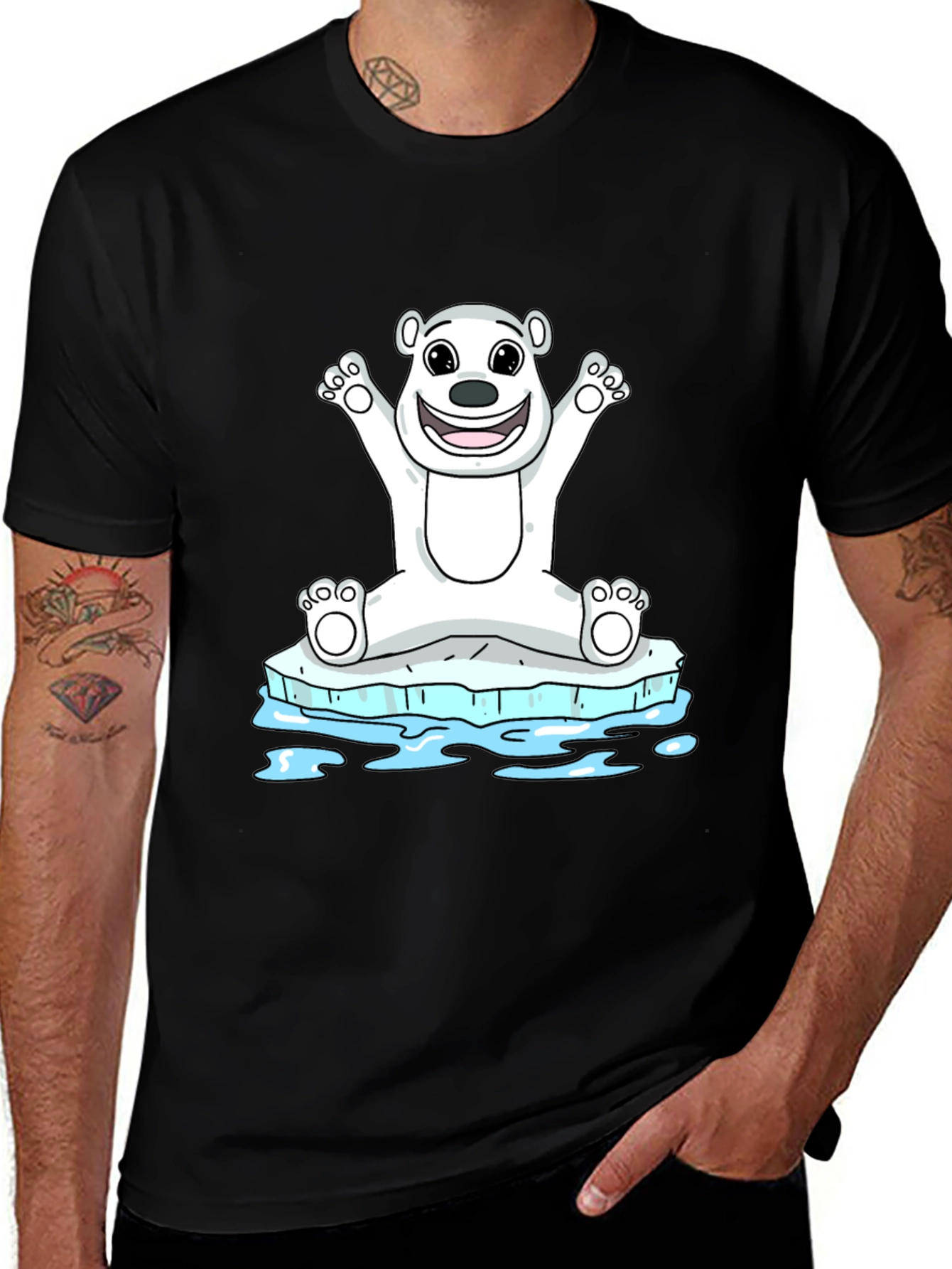 Variant 5 of Polar Bear on Ice T-Shirt - Black