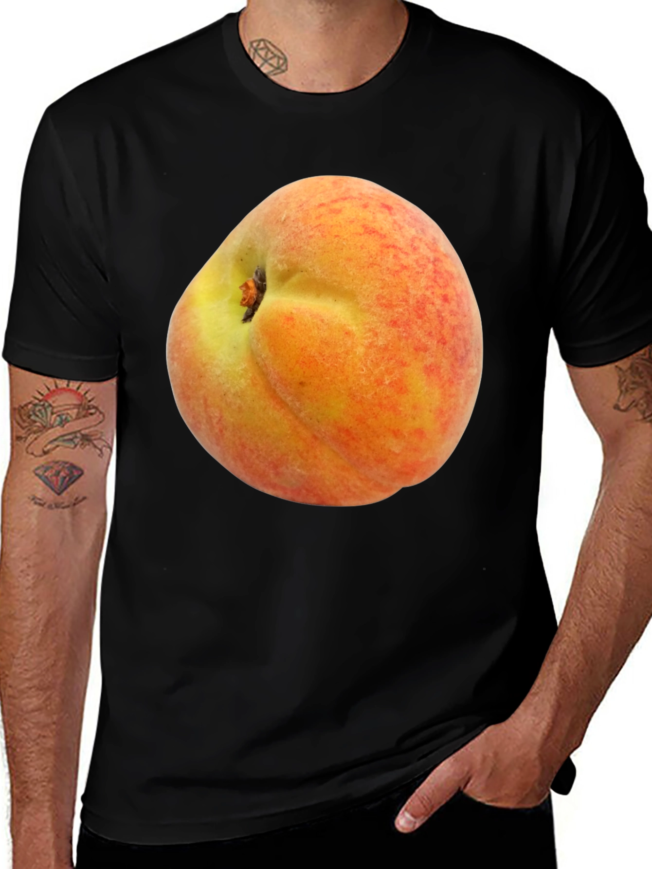 Variant 18 of Peach Graphic Tee - Unisex Black Cotton T-Shirt
