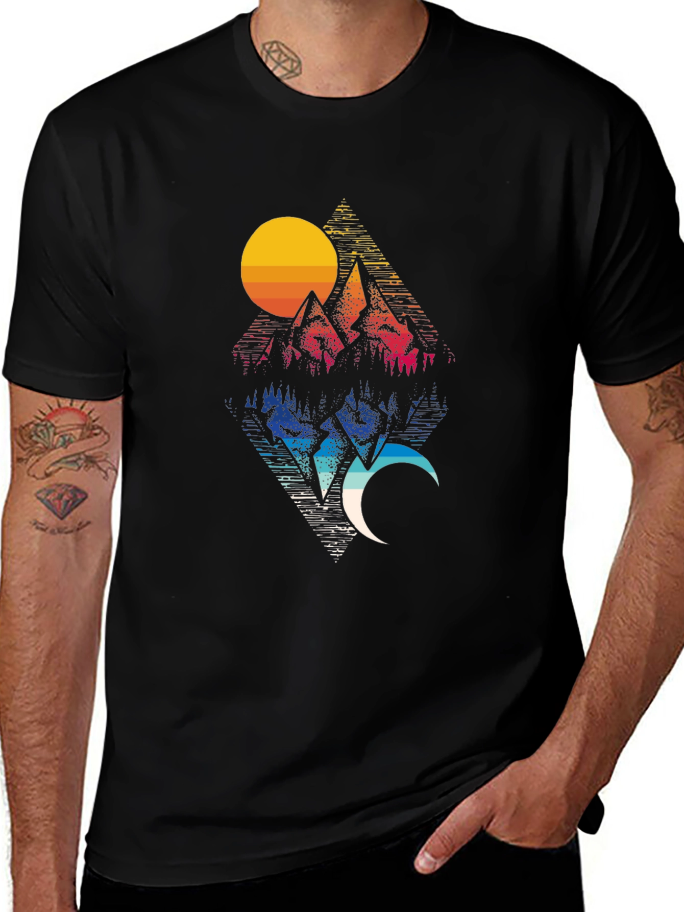 Variant 25 of Mountain Moon T-Shirt - Nature Graphic Tee
