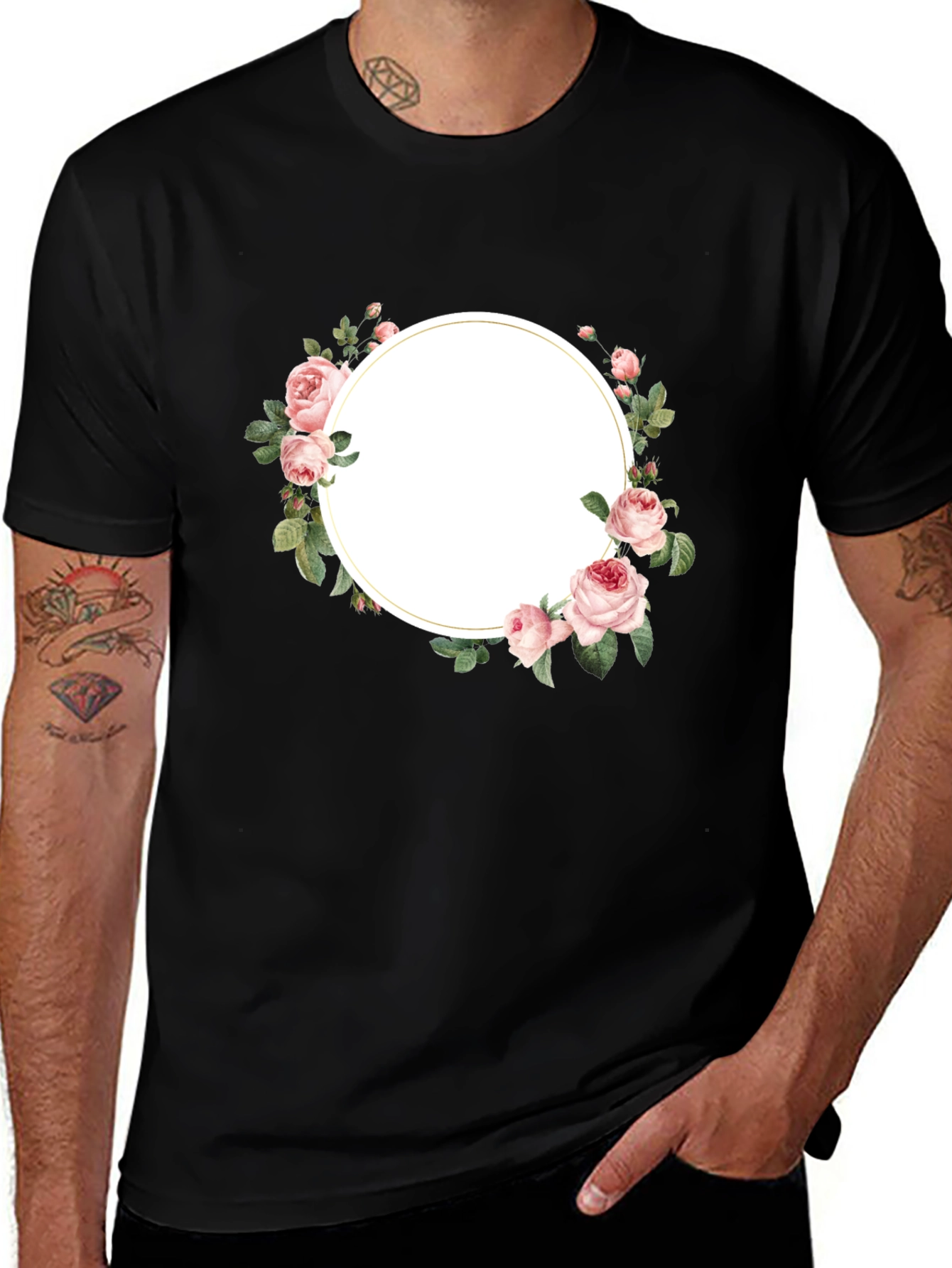 Variant 26 of Floral Frame Black T-Shirt