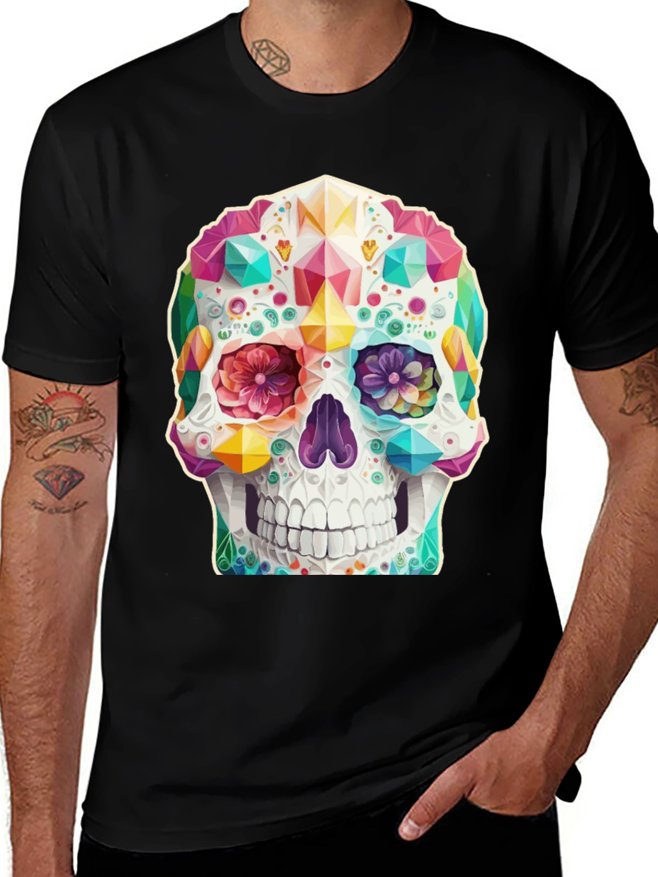 Colorful Sugar Skull Graphic Tee
