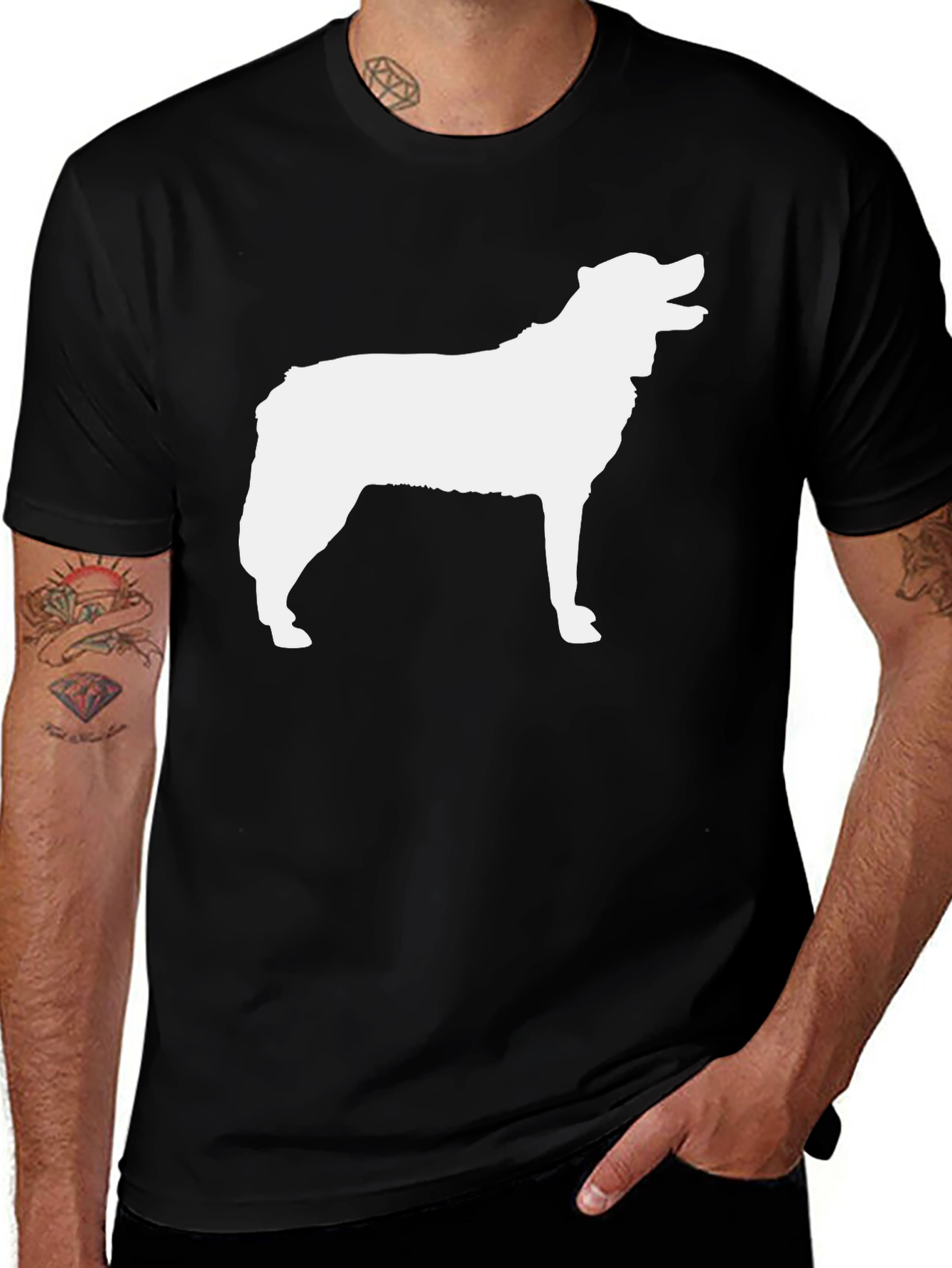 Variant 24 of Dog Silhouette T-Shirt - Black Cotton Tee