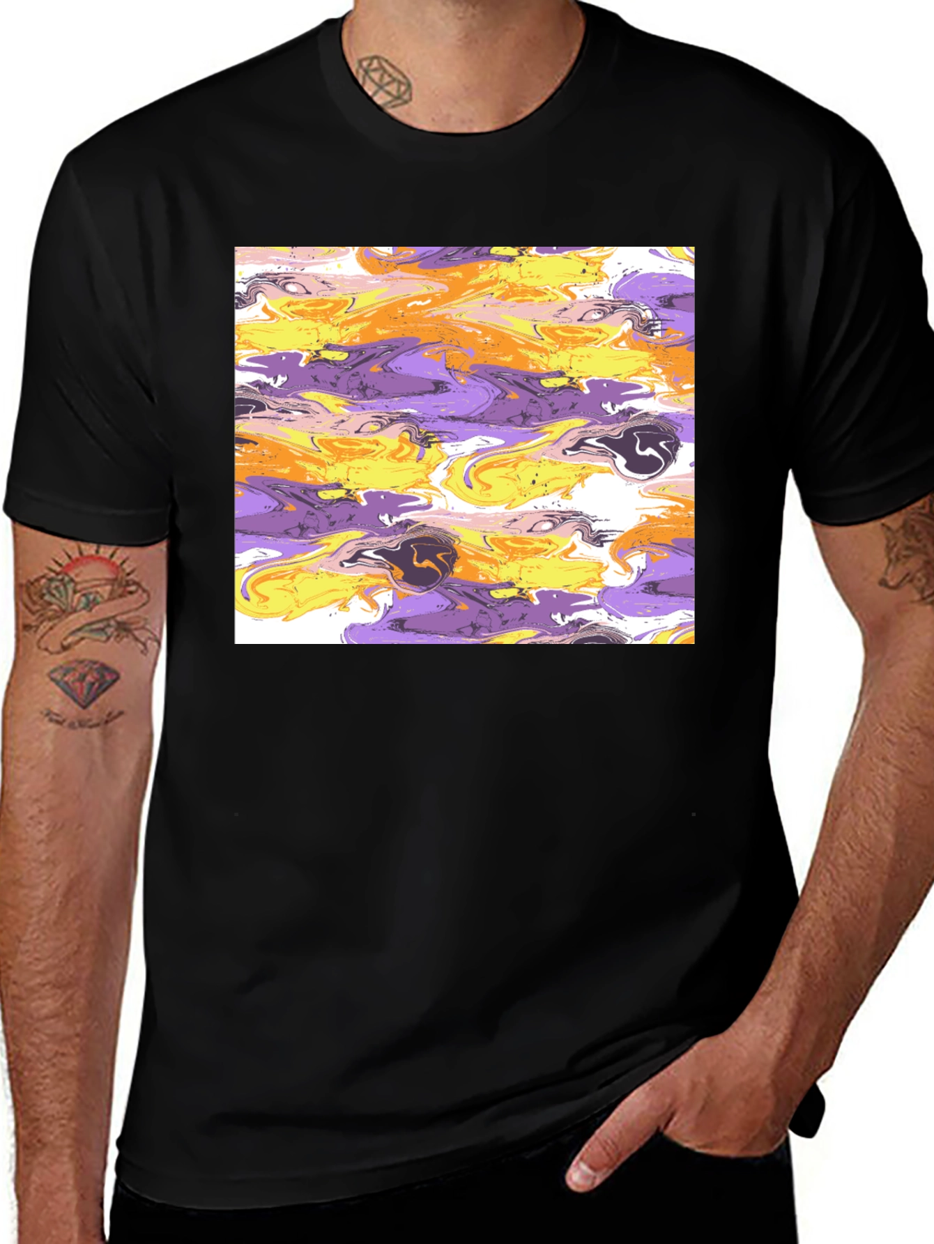 Variant 23 of Abstract Swirl Graphic Black T-Shirt