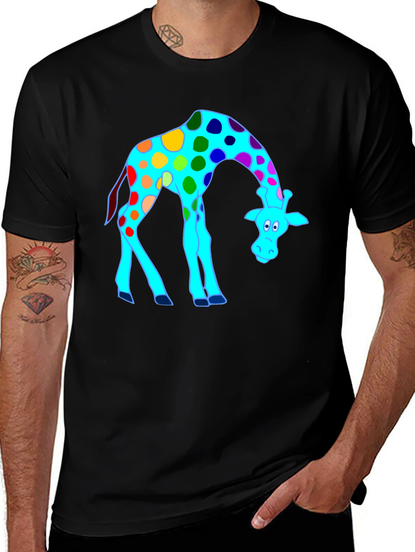 Variant 17 of Funky Giraffe Black T-Shirt