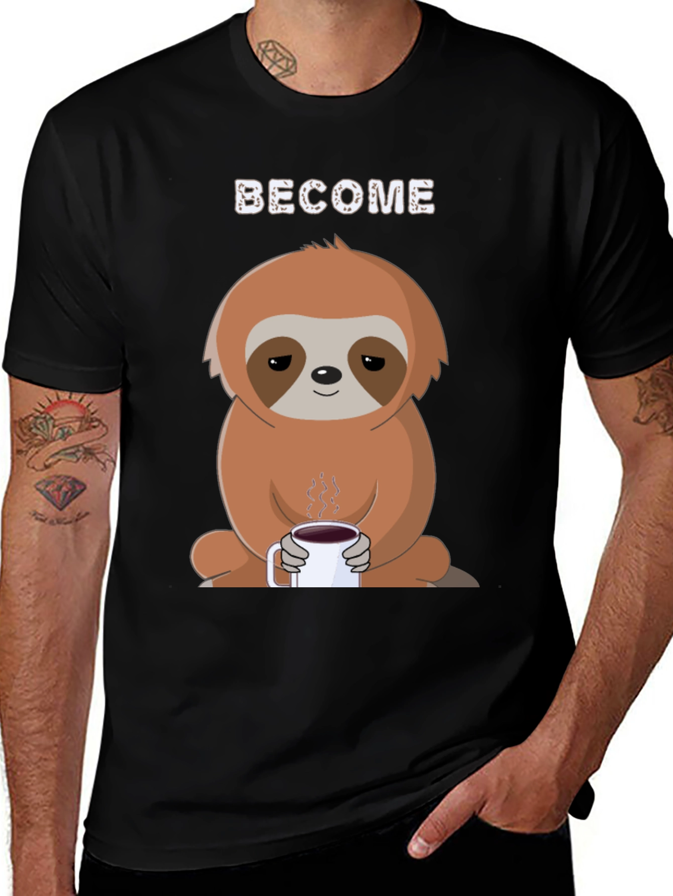Variant 13 of Become Coffee Sloth T-Shirt - Relaxed Graphic Tee