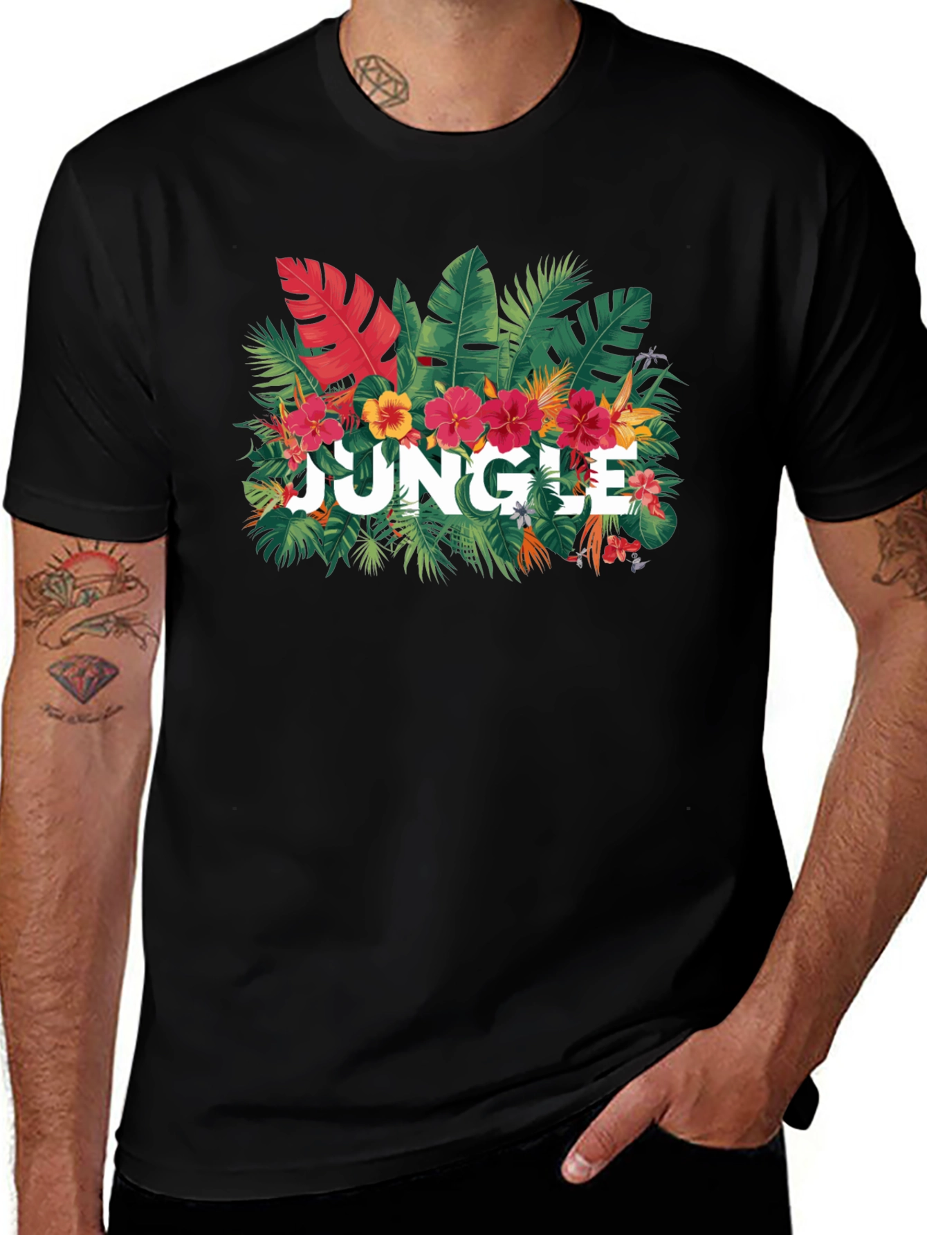 Variant 25 of Jungle Graphic Print Black T-Shirt