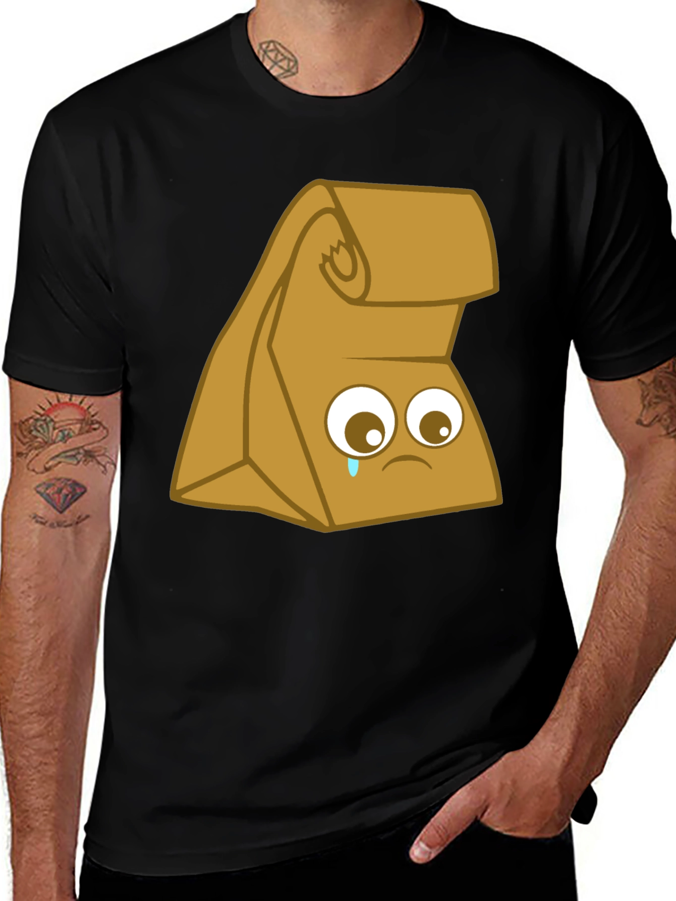 Variant 20 of Sad Lunch Bag Graphic T-Shirt - Black Cotton Tee