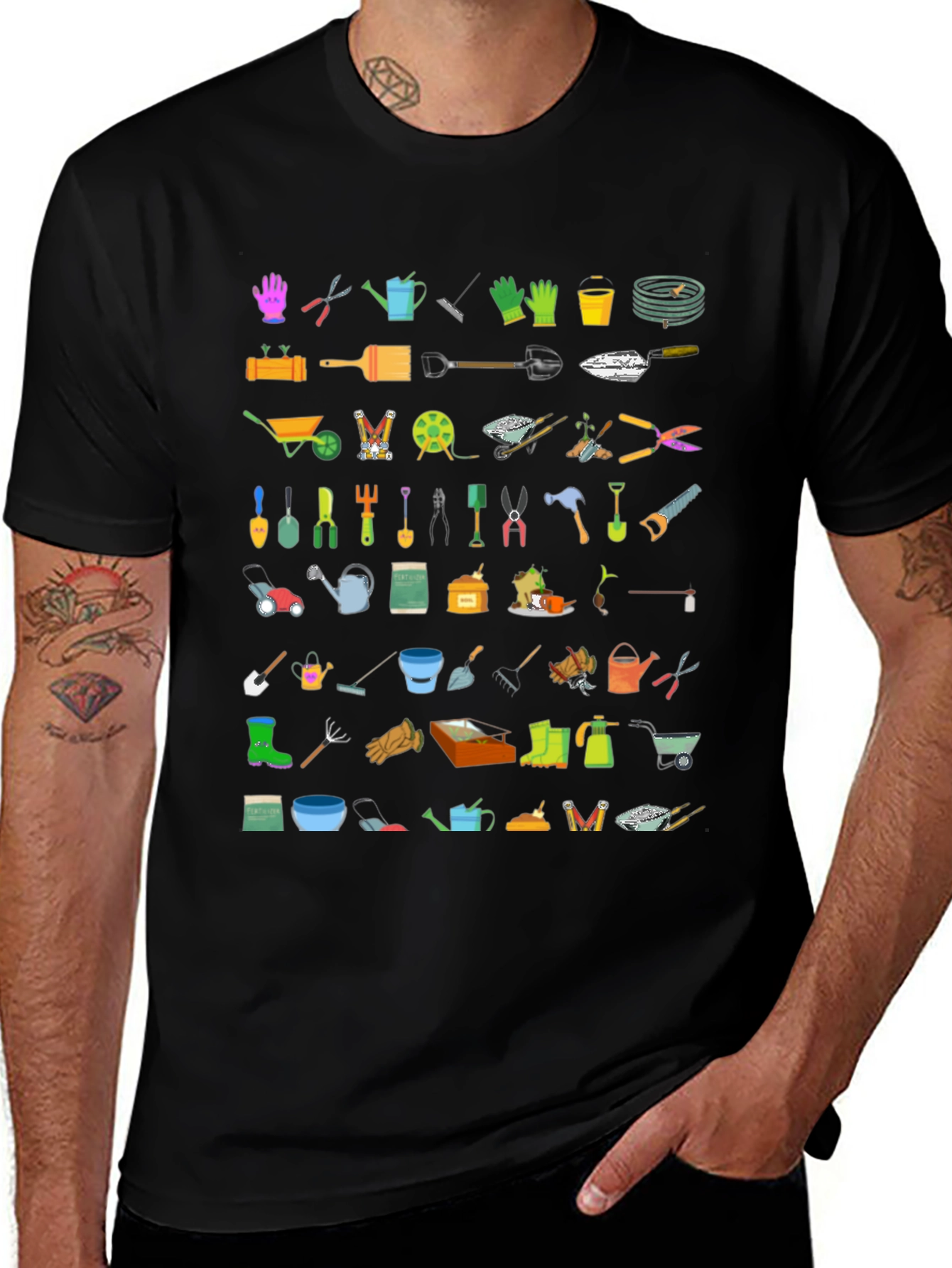 Variant 18 of Gardening Tool Print Tee - Stylish & Functional