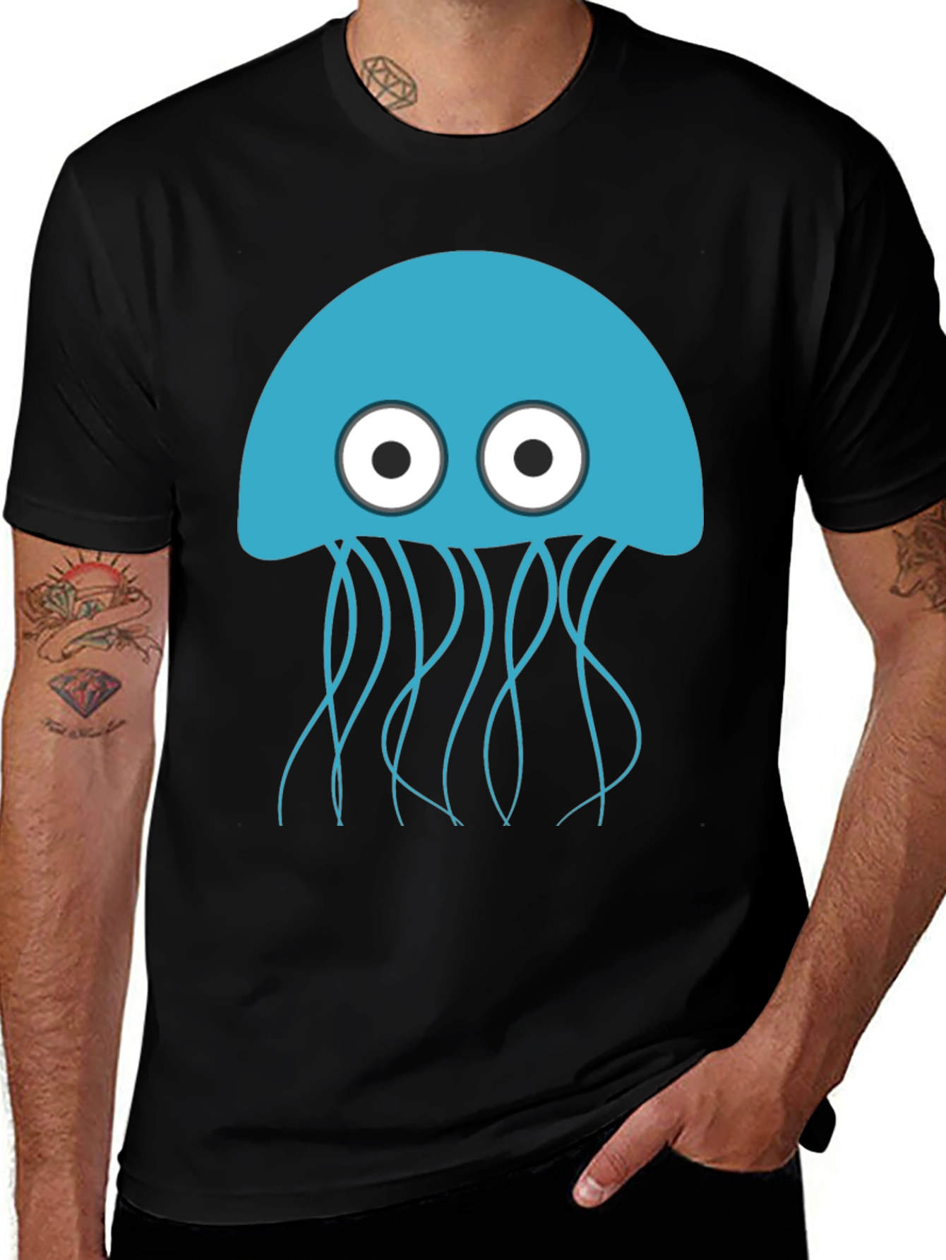 Variant 6 of Jellyfish Graphic Tee - Black Cotton T-Shirt