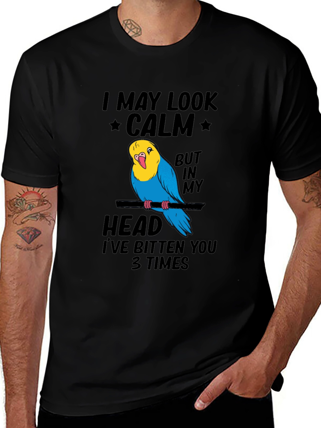 Variant 13 of Funny Parrot T-Shirt - I May Look Calm