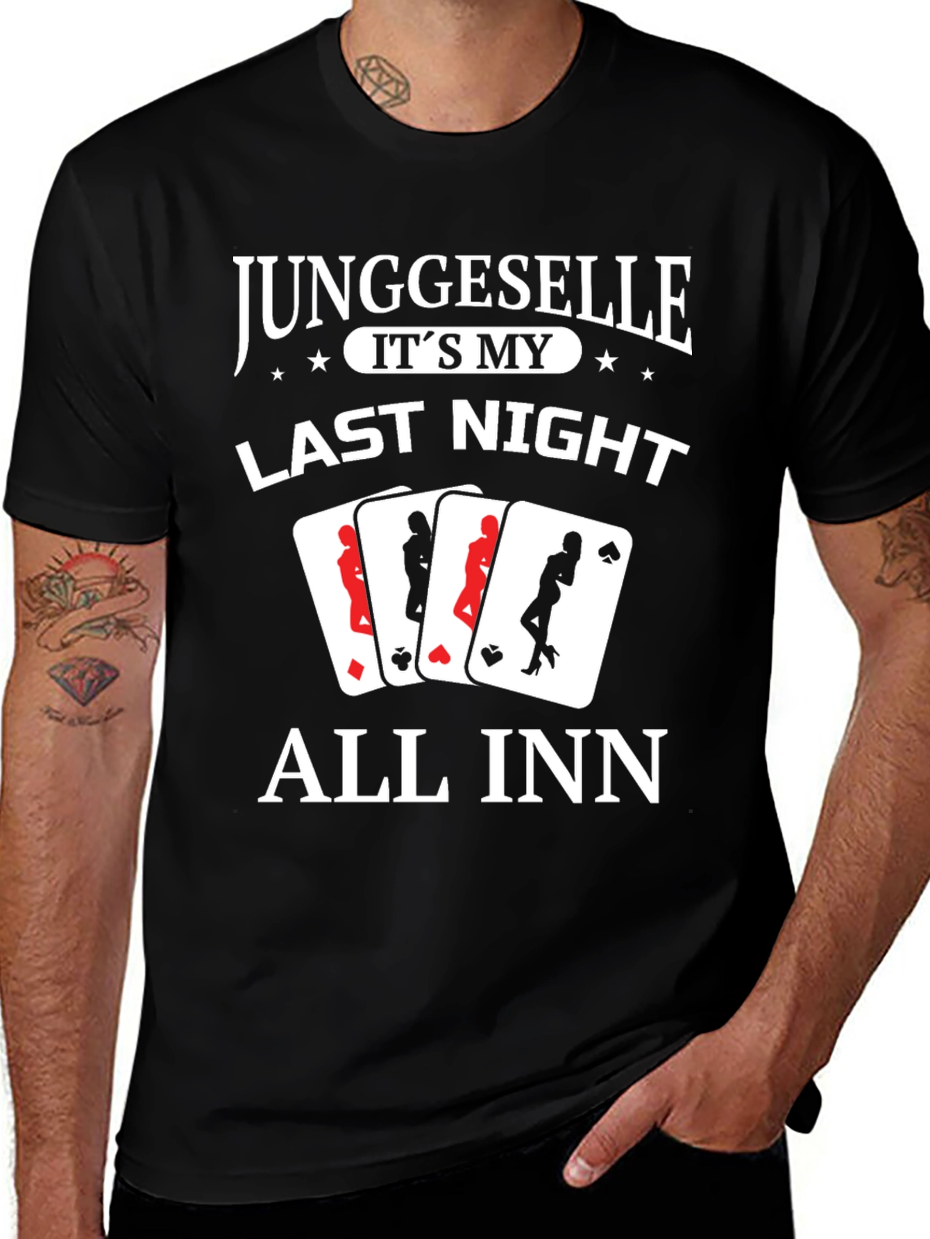 Variant 30 of Groom's Last Night Poker T-Shirt - All In