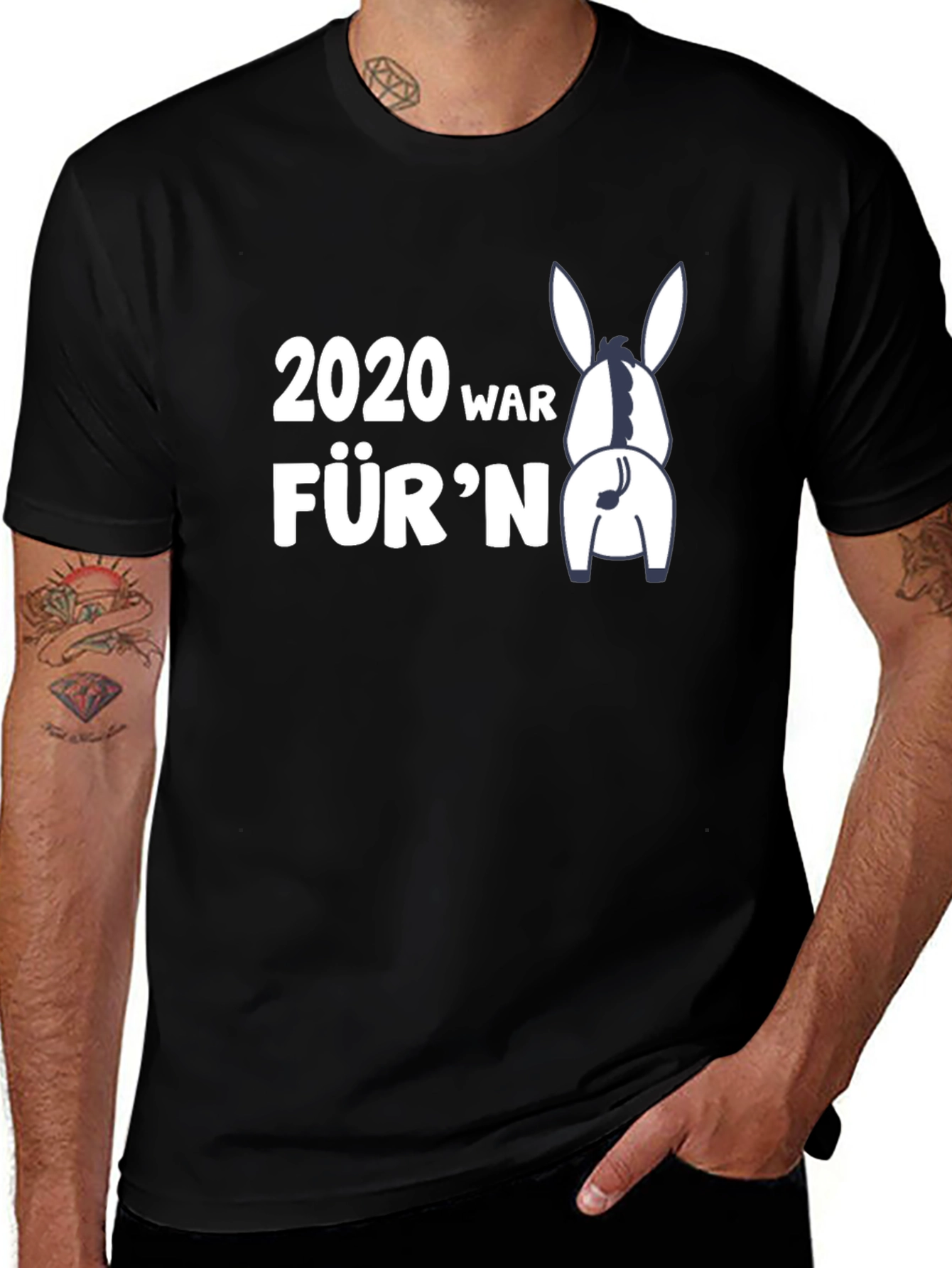 Black 2020 Donkey Funny Graphic T-Shirt main image