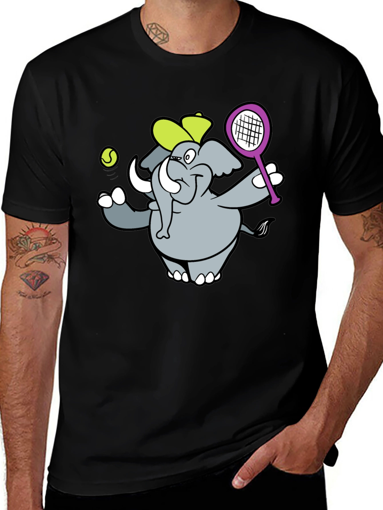 Variant 16 of Elephant Tennis Player Graphic Tee