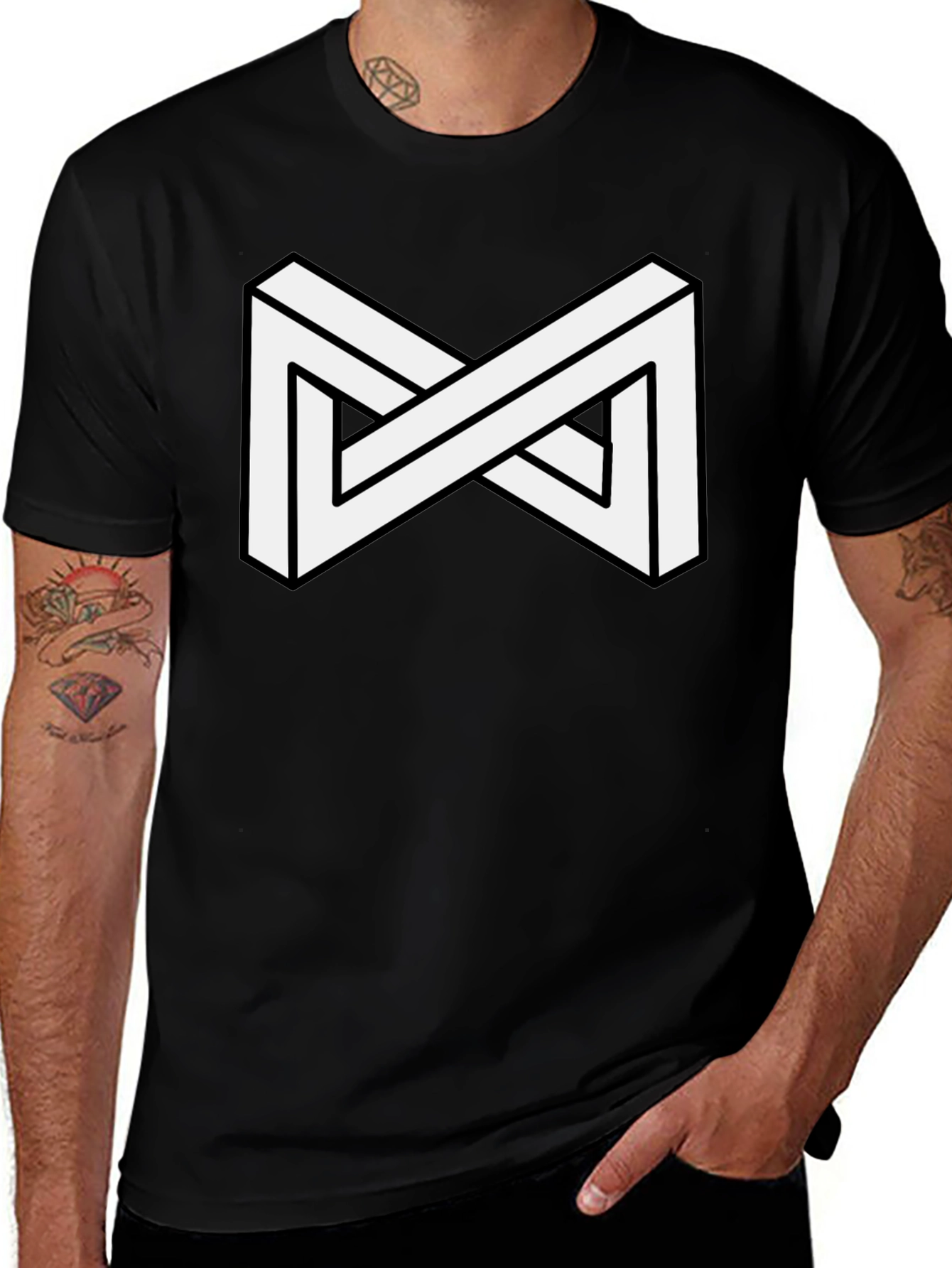 Impossible Shape Black T-Shirt - Optical Illusion Tee