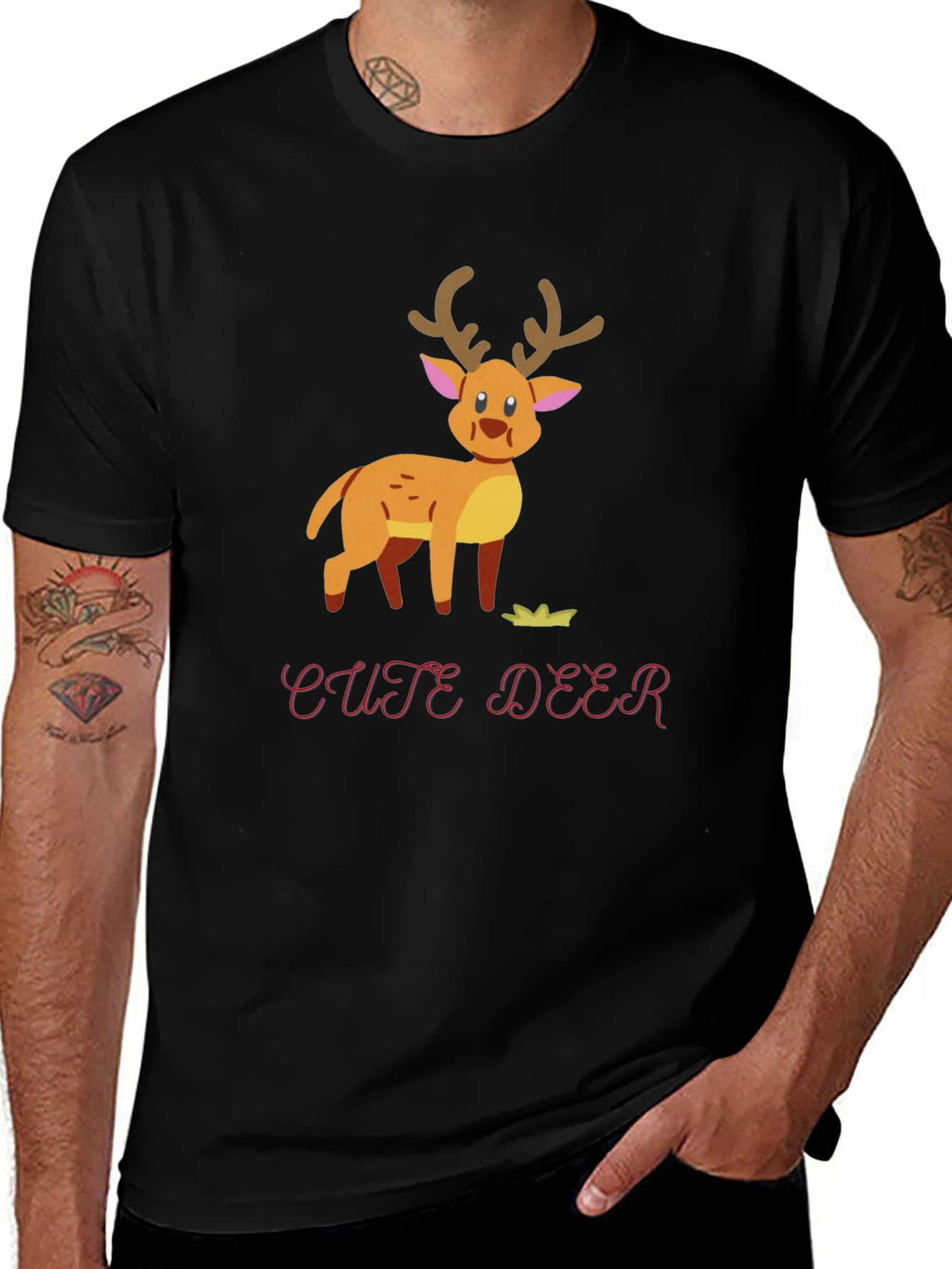 Variant 23 of Cute Deer Graphic Tee - Black Casual T-Shirt
