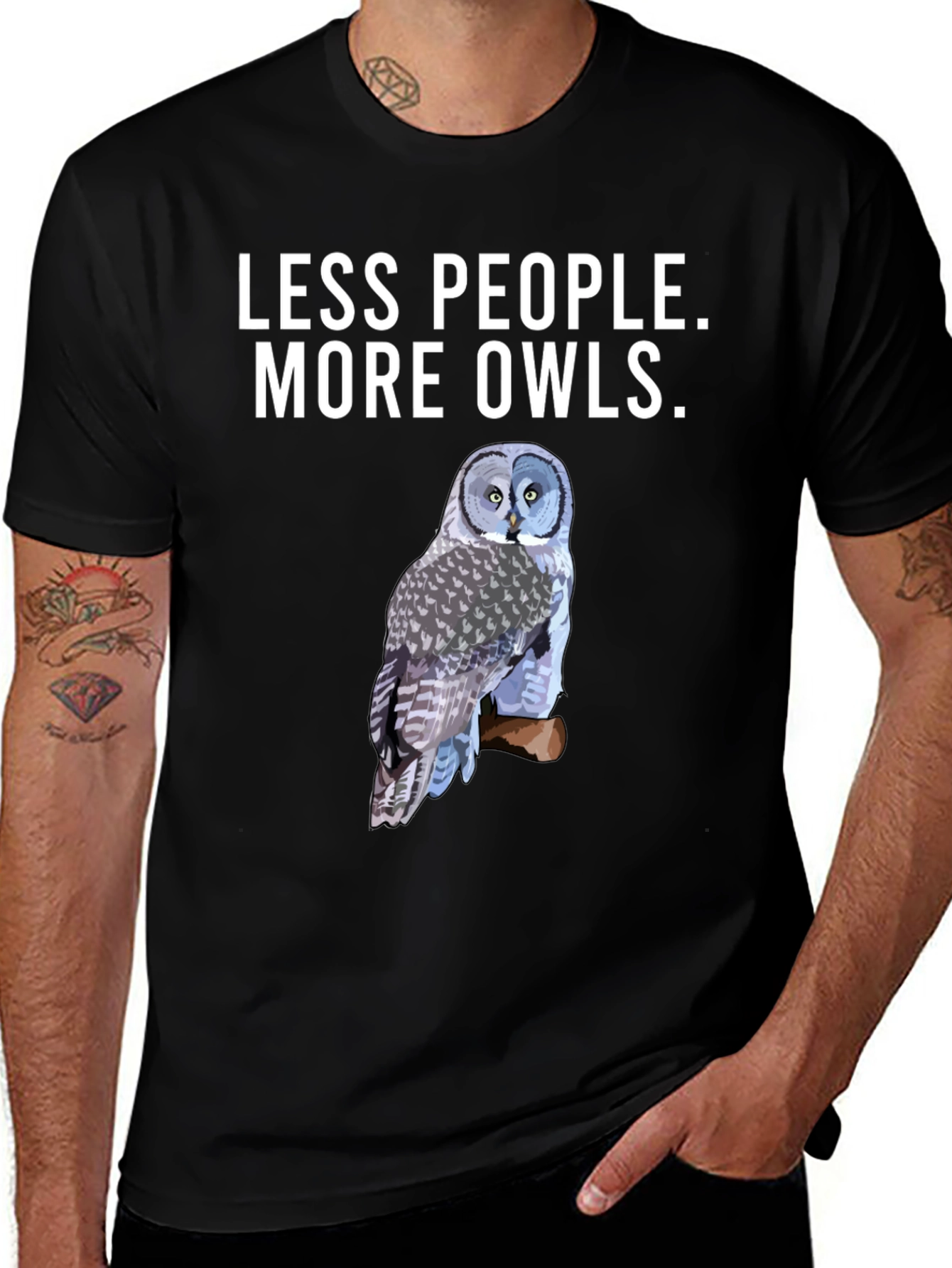 Variant 5 of Less People More Owls T-Shirt, Owl Lover Tee