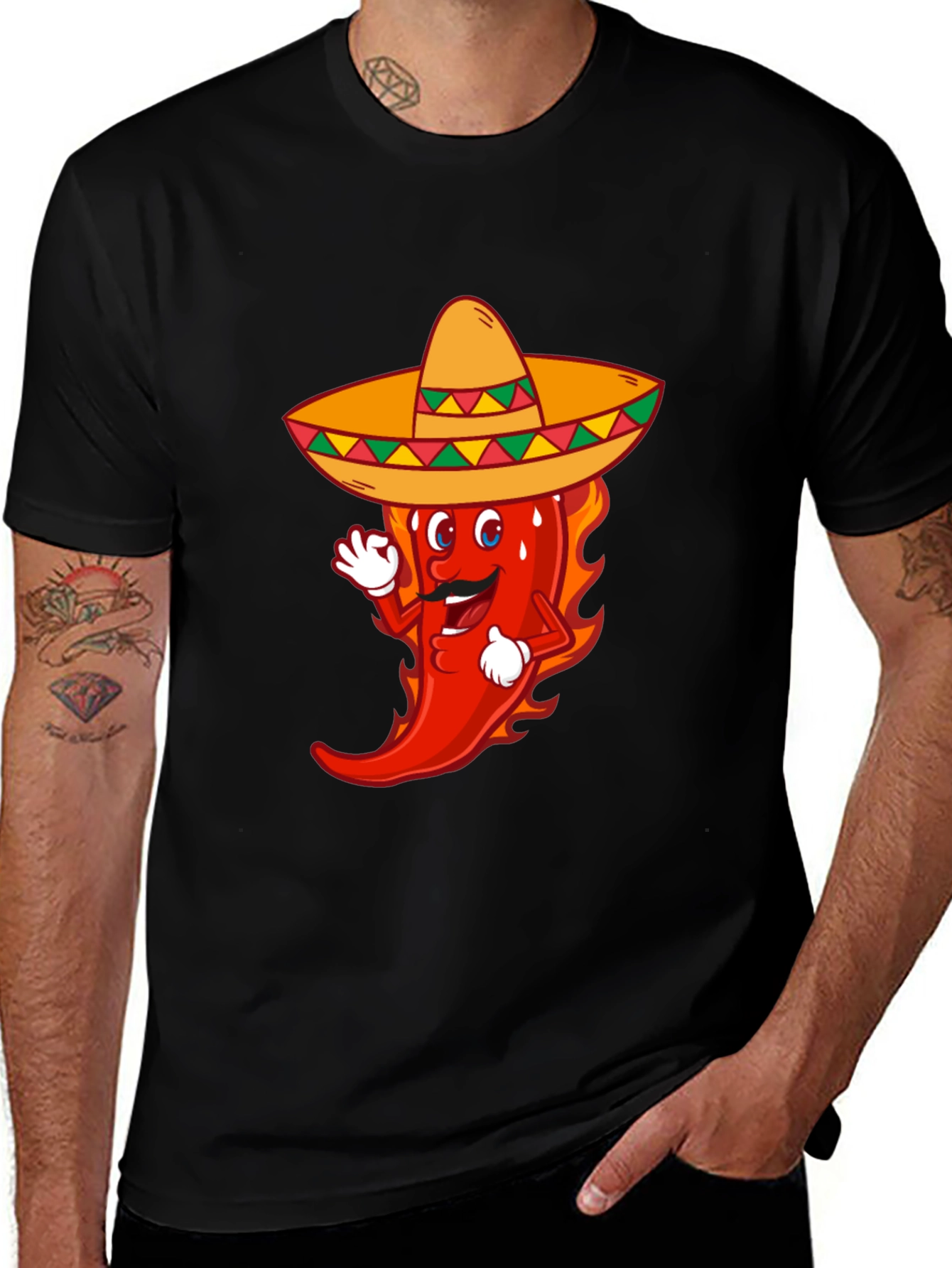 Variant 24 of Spicy Fiesta Tee - Chili Pepper Sombrero Graphic