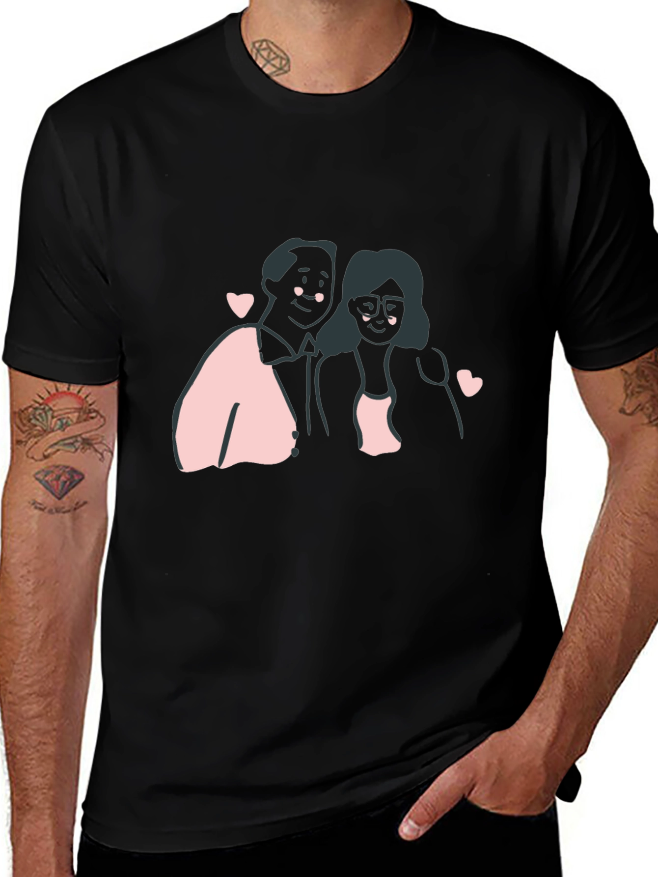 Variant 14 of Couple Graphic Tee - Black