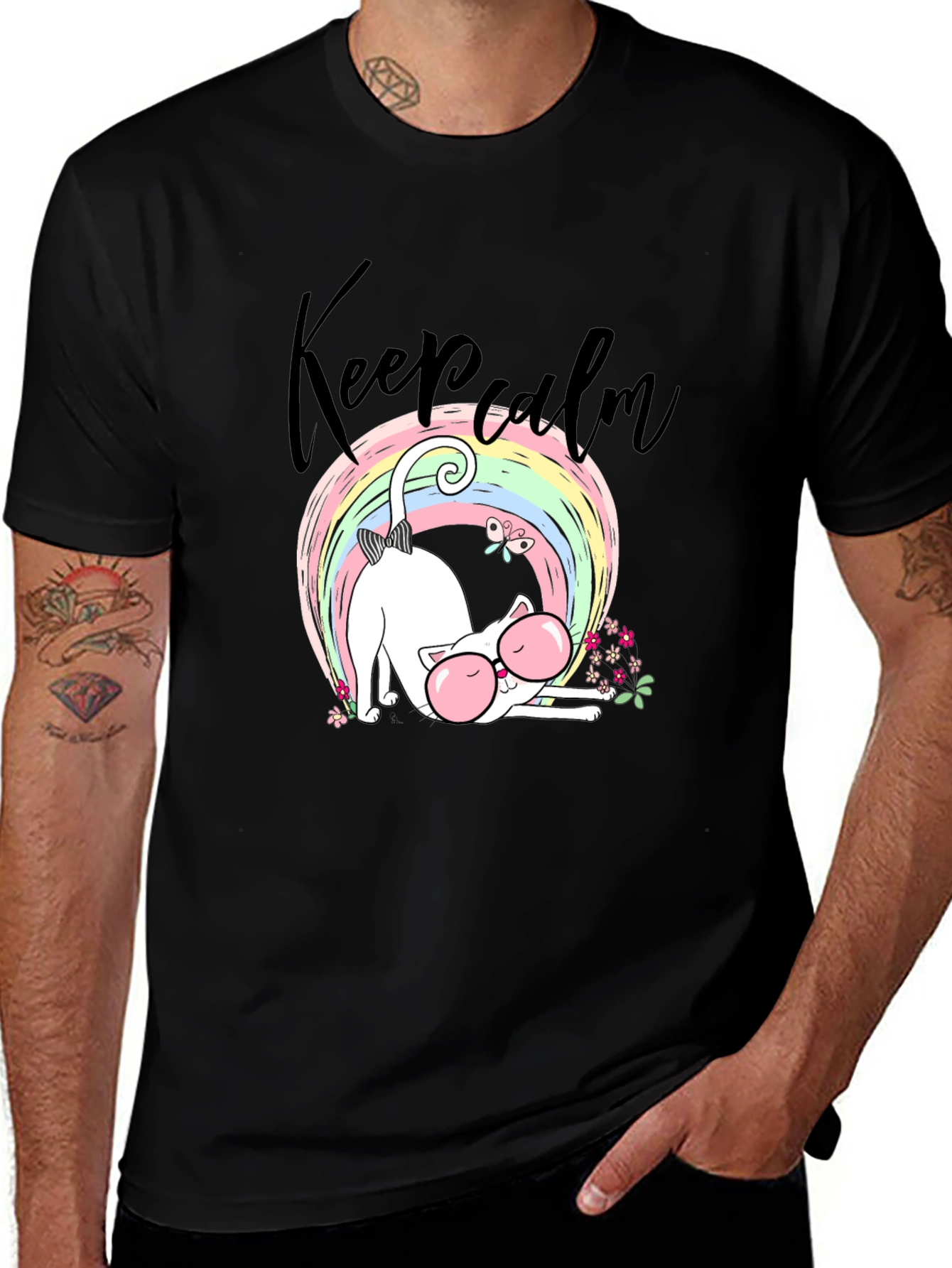Variant 25 of Keep Calm Cat T-Shirt - Cute Rainbow Design