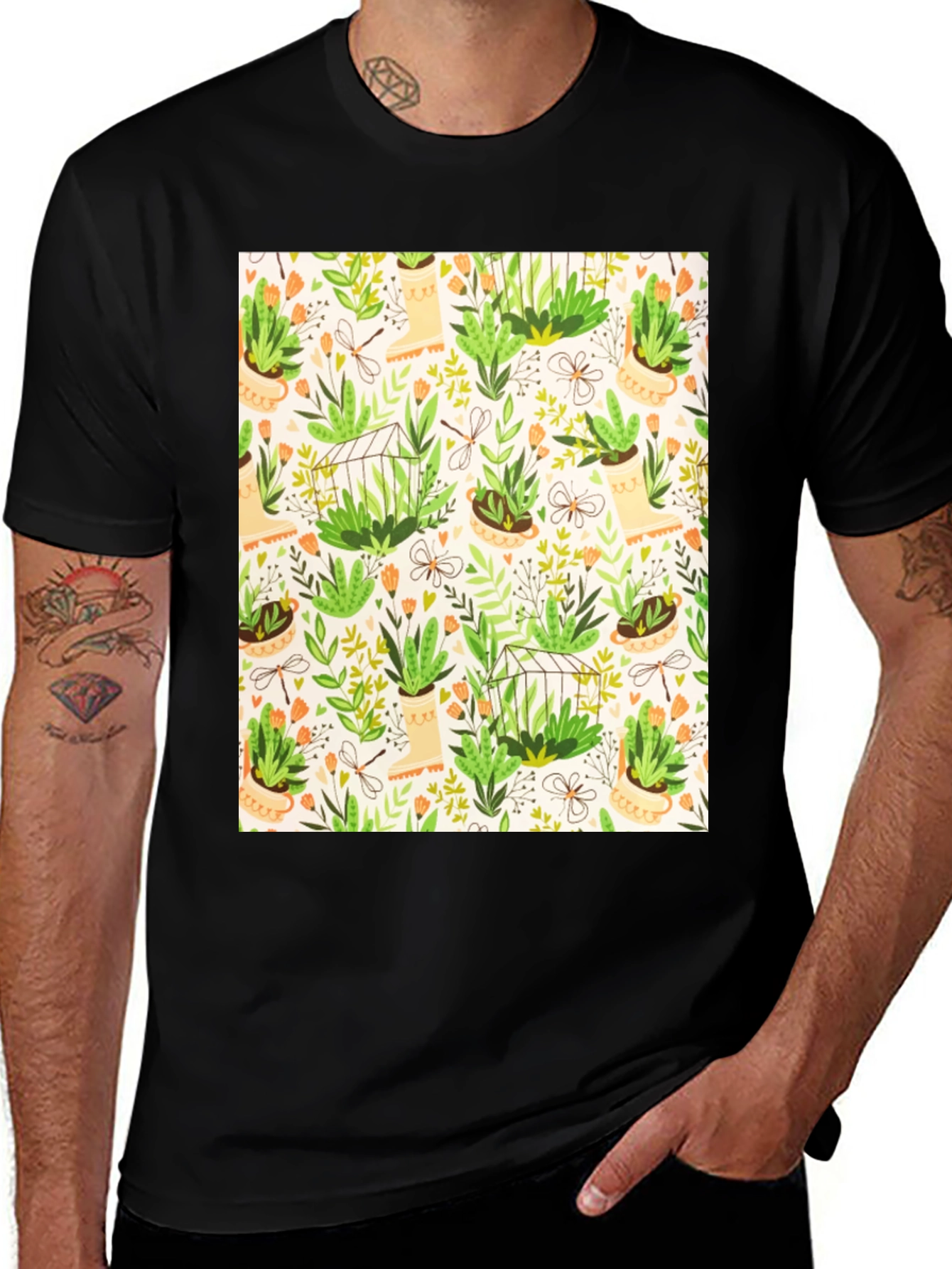 Variant 17 of Botanical Patterned T-Shirt