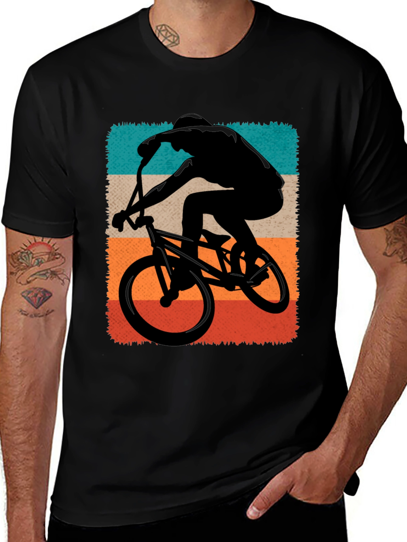 BMX Rider Silhouette Graphic Tee - Cool Retro Design