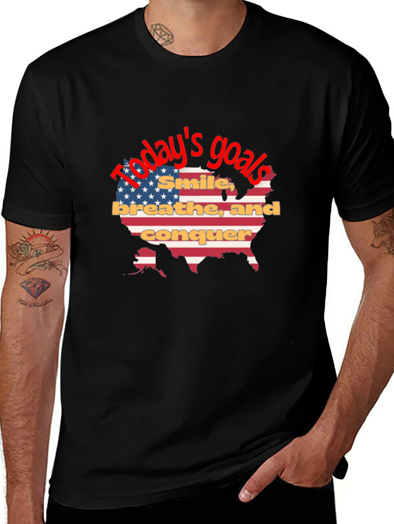 USA Flag Motivation T-Shirt - Today's Goals