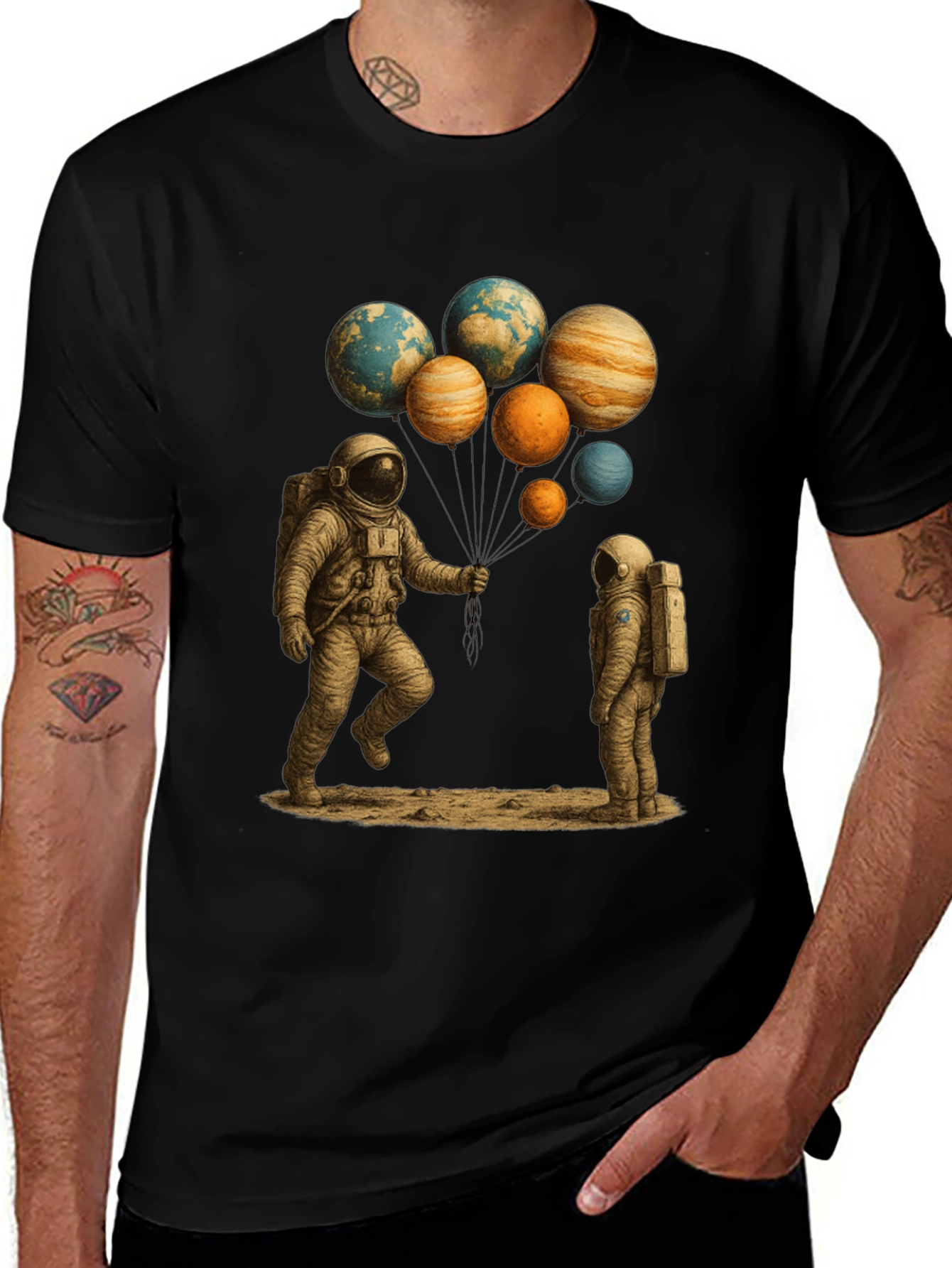 Variant 29 of Astronaut Planet Balloons Graphic T-Shirt