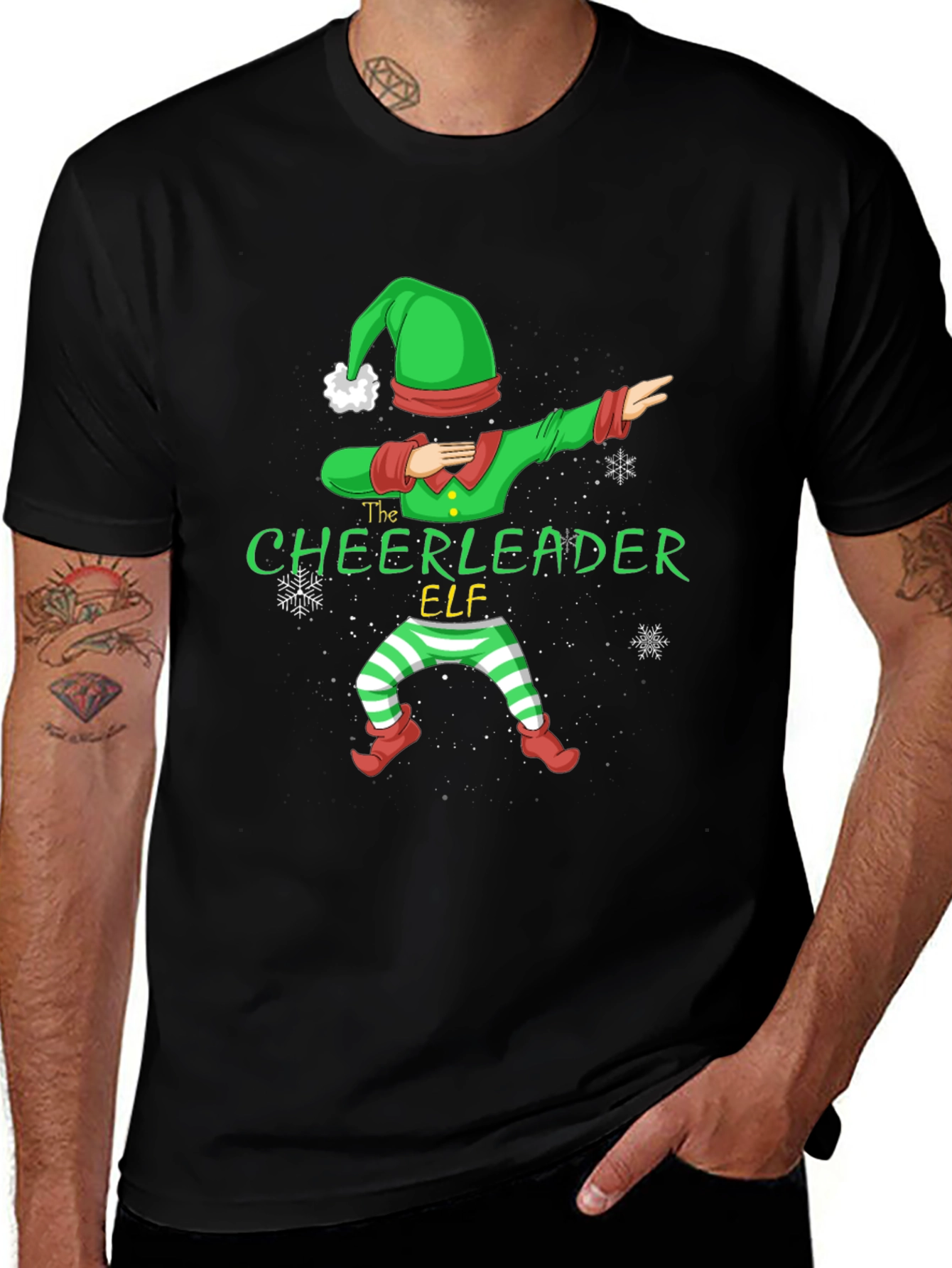 Cheerleader Elf Dabbing Christmas T-Shirt