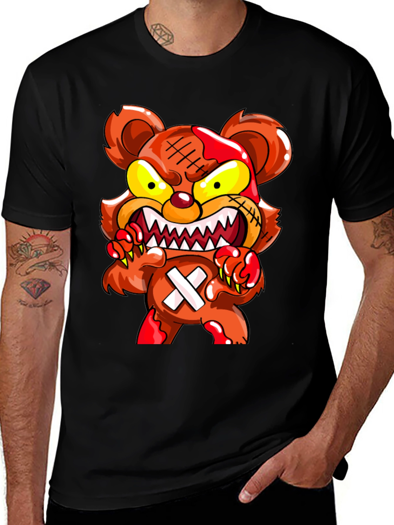 Variant 4 of Scary Cartoon Bear Graphic T-Shirt