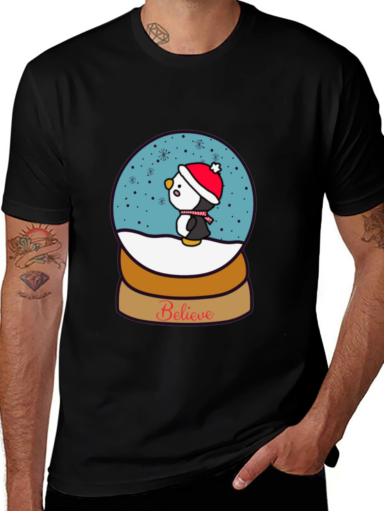 Variant 15 of Believe Penguin Snow Globe Graphic Tee