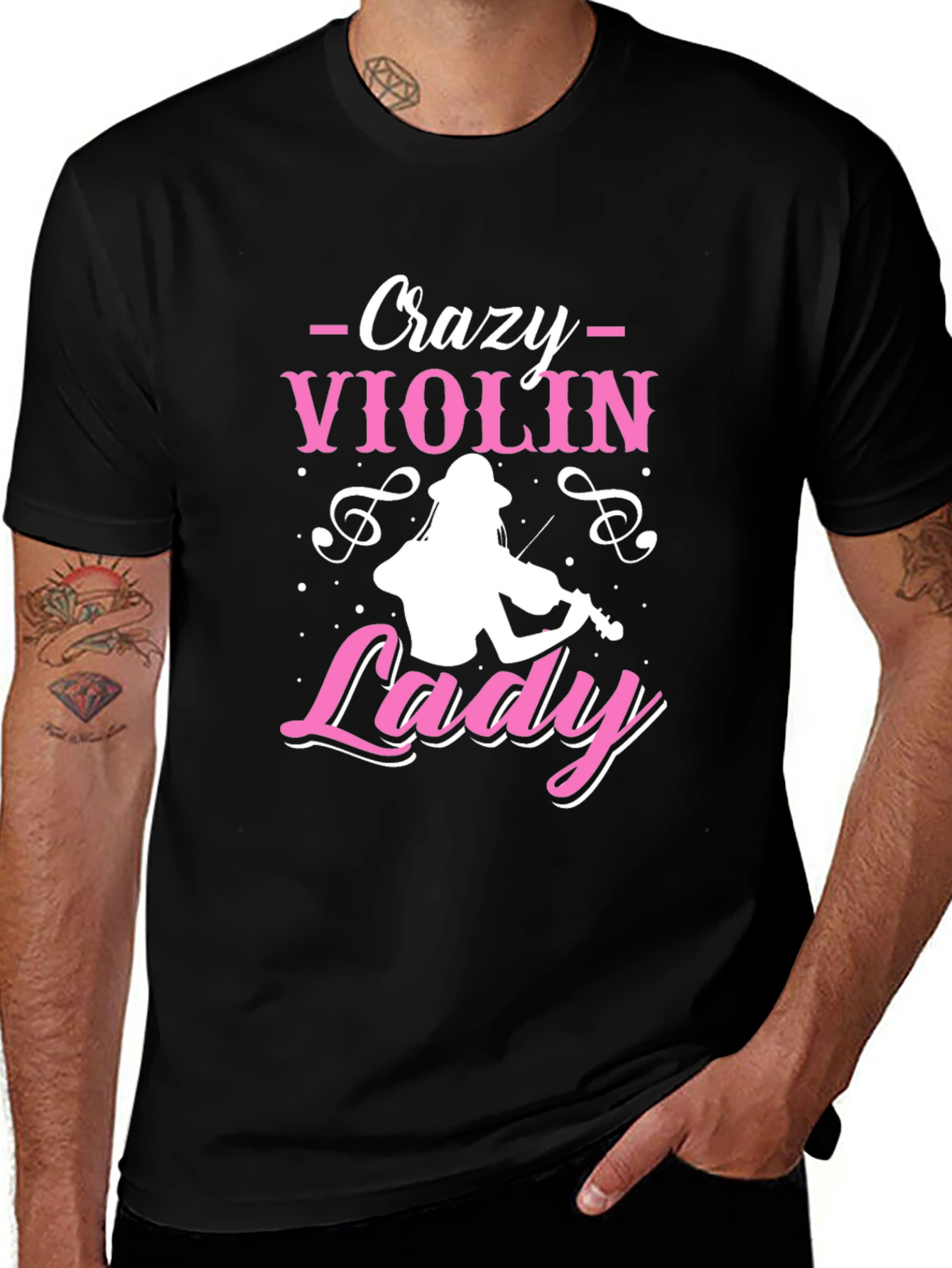 Variant 26 of Crazy Violin Lady T-Shirt - Music Lover Tee