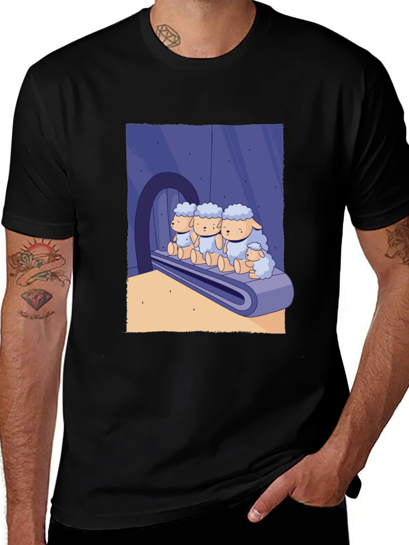Variant 21 of Sheep on Conveyor Belt Graphic Tee