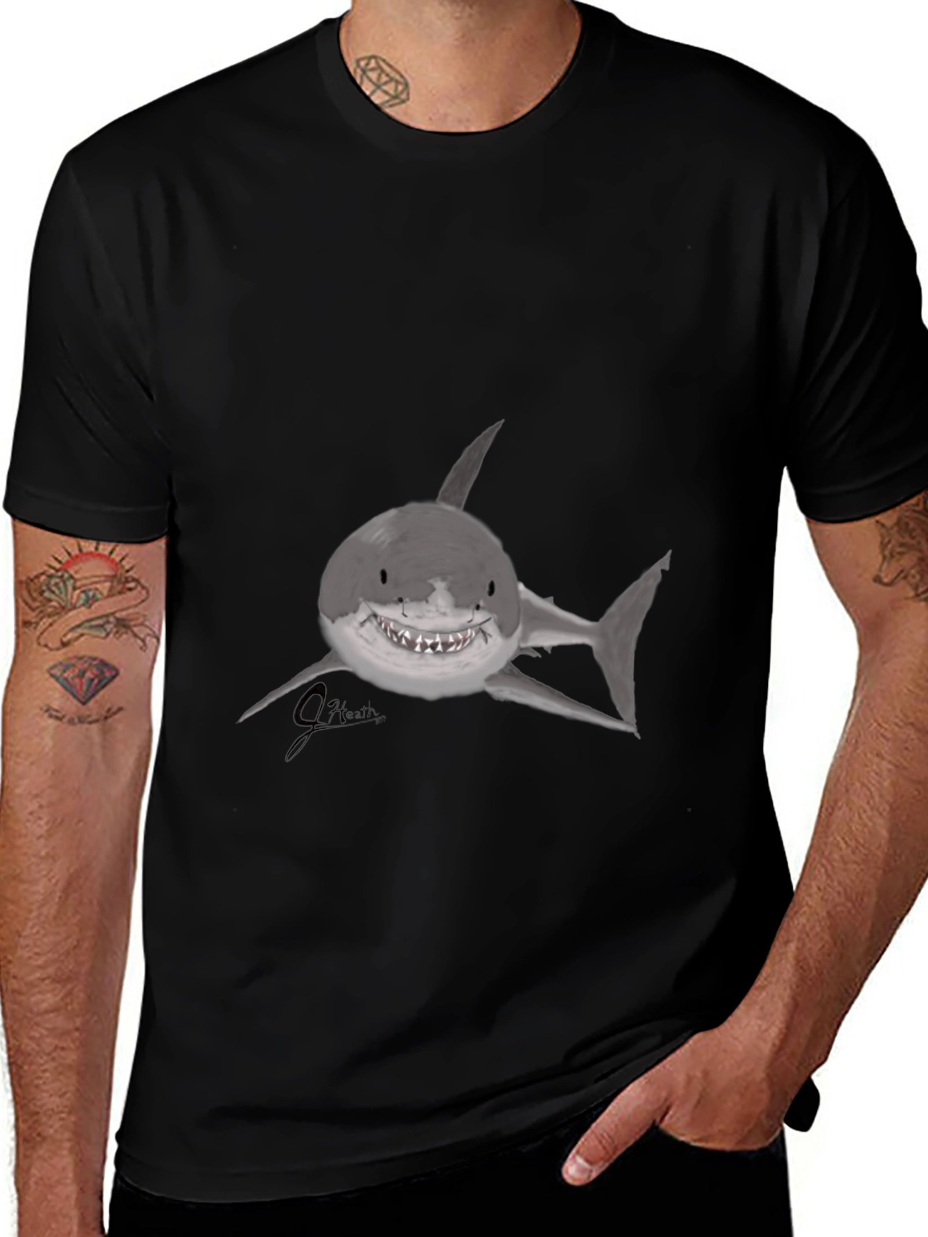 Variant 15 of Shark Graphic Print Black T-Shirt