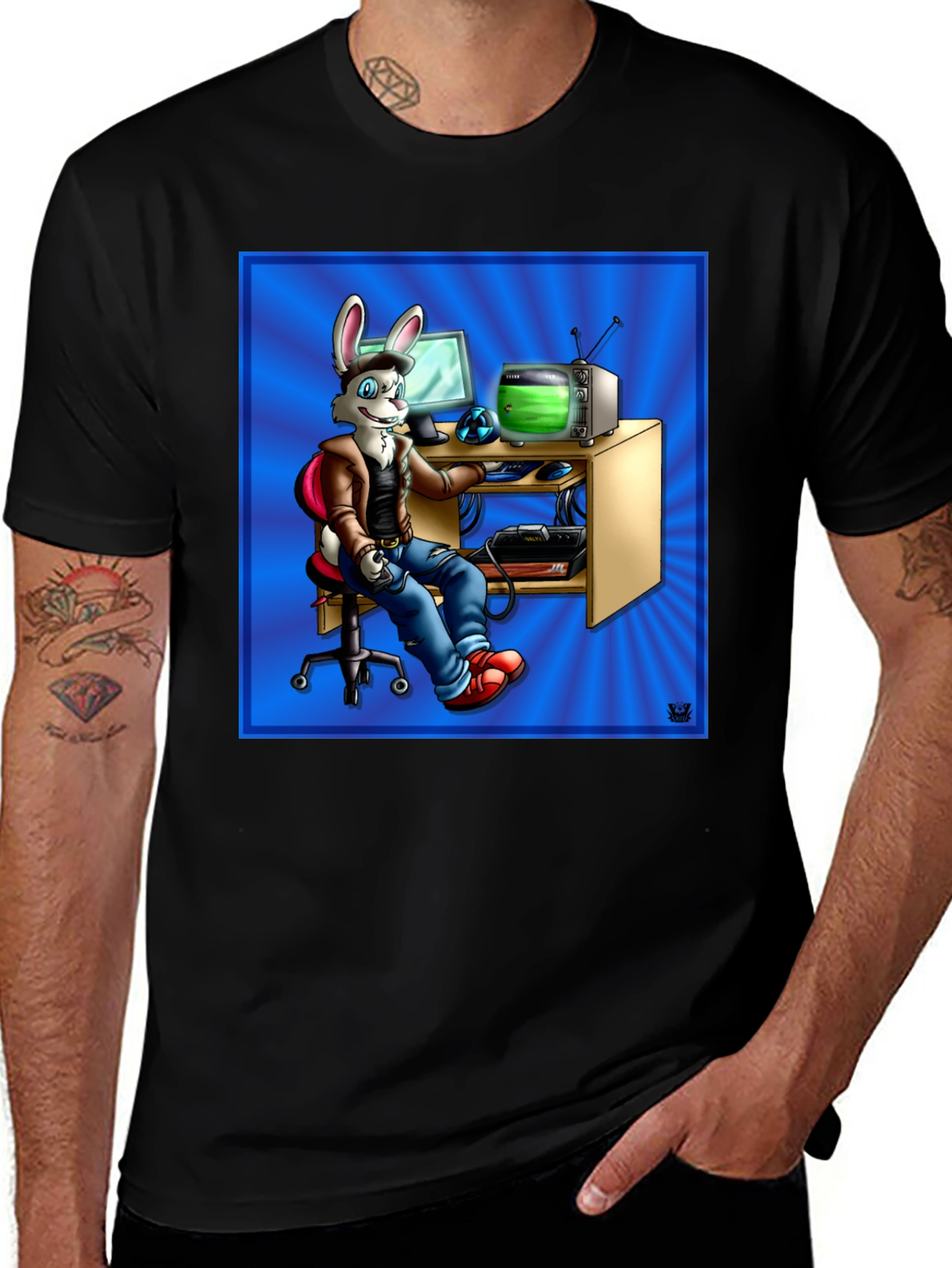 Variant 13 of Gamer Bunny T-Shirt - Retro Gaming Style