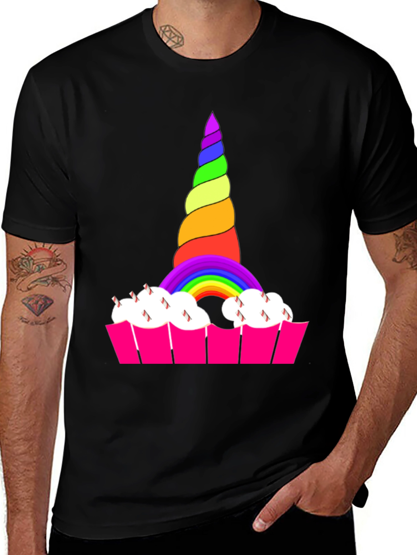 Variant 17 of Rainbow Unicorn Cupcake Graphic Tee