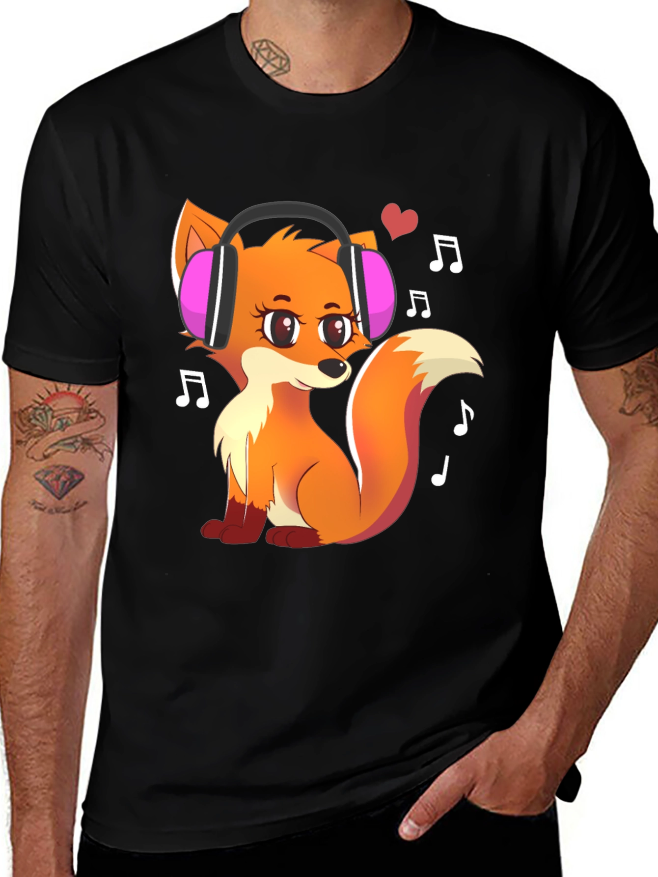 Cute Fox Music Lover Graphic Tee