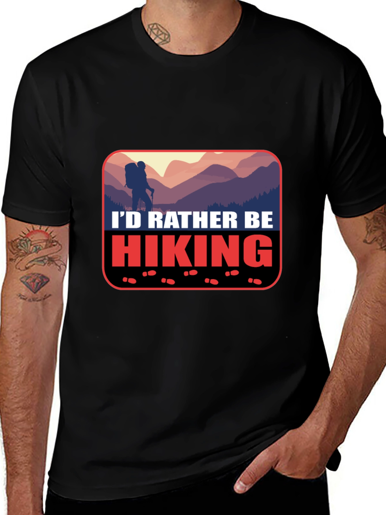 Variant 13 of Hiking Graphic Tee - "I'd Rather Be Hiking" T-Shirt