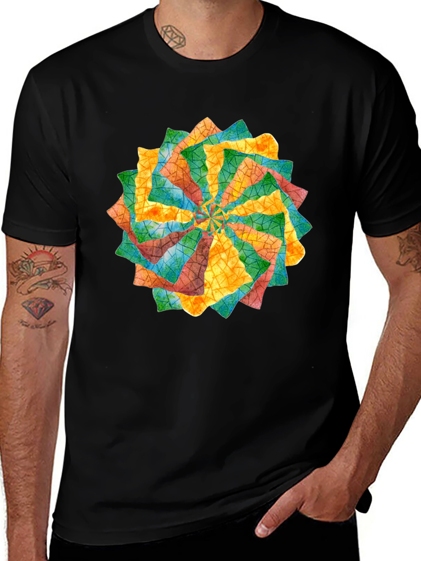 Variant 25 of Abstract Watercolor Design Black T-Shirt