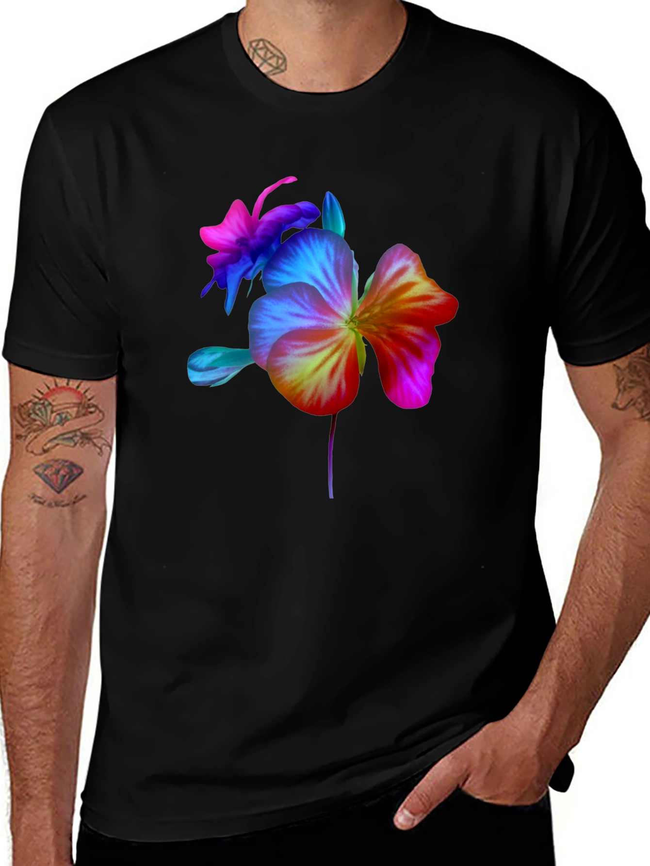 Floral Spectrum Graphic Tee - Bold Flower Design