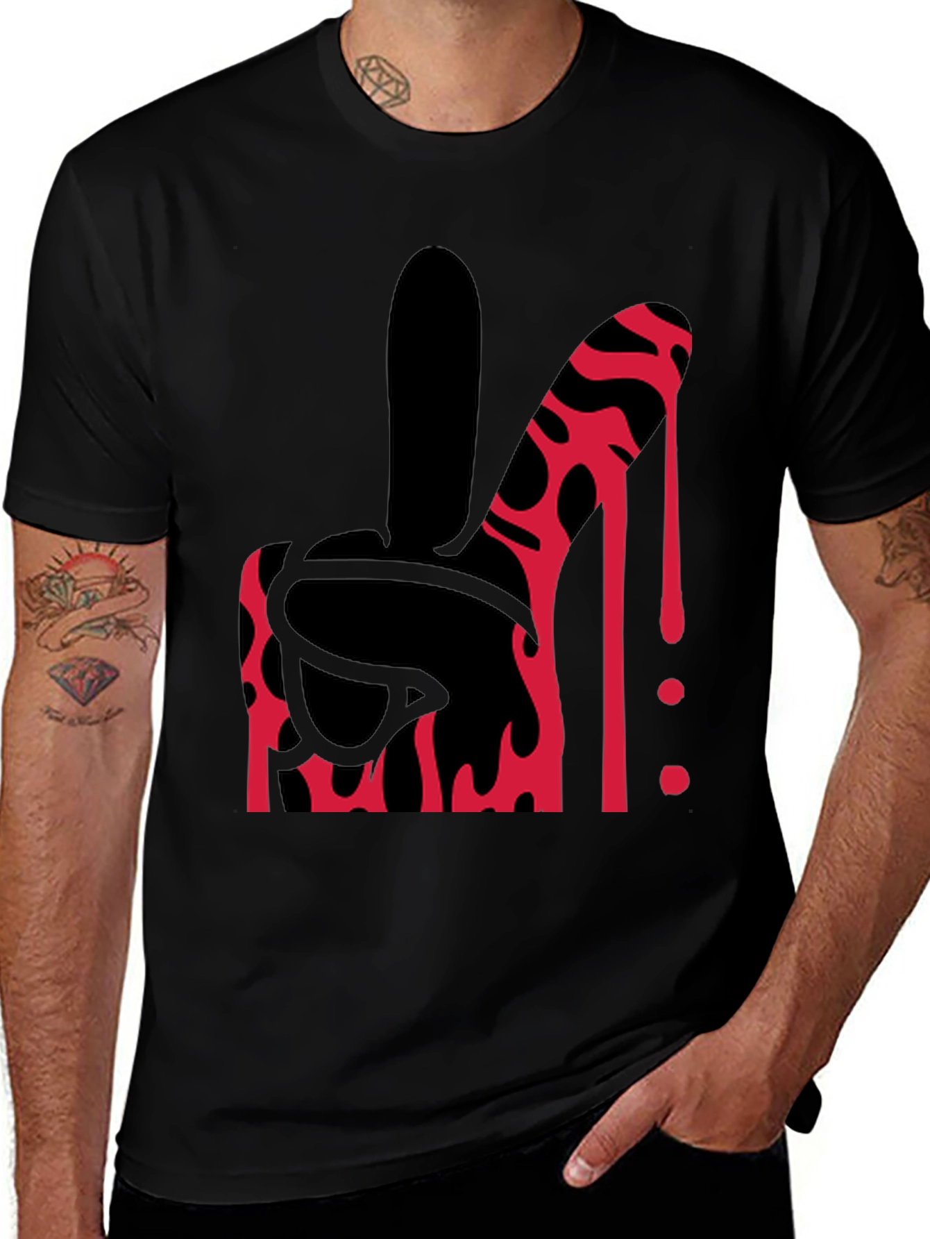 Bloody Middle Finger Graphic Tee - Bold Statement Shirt