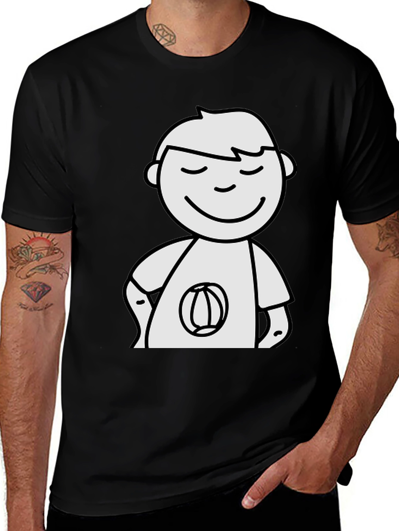 Cartoon Man Black T-Shirt