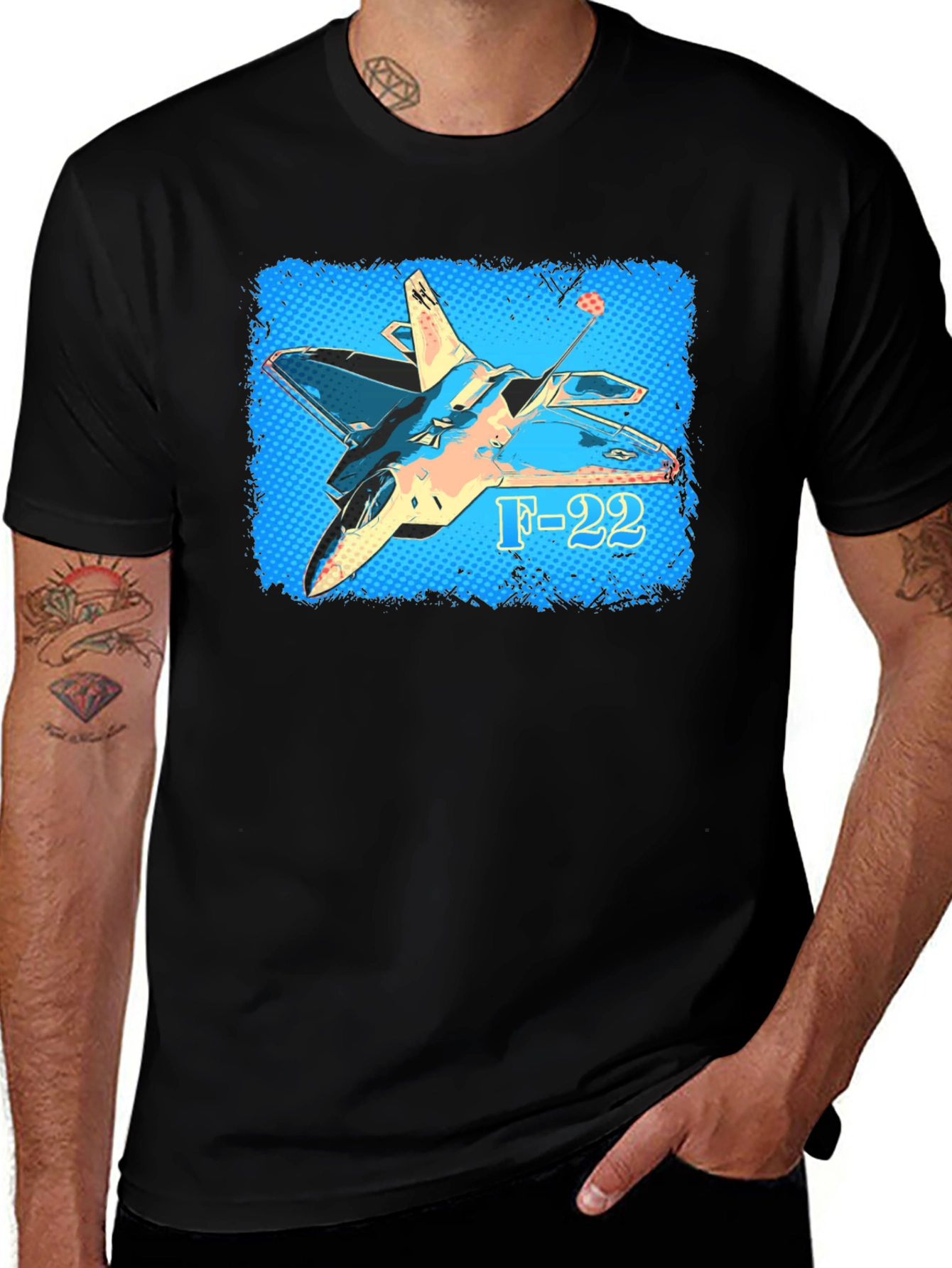 Variant 6 of F-22 Fighter Jet Graphic T-Shirt - Military Aviation Tee