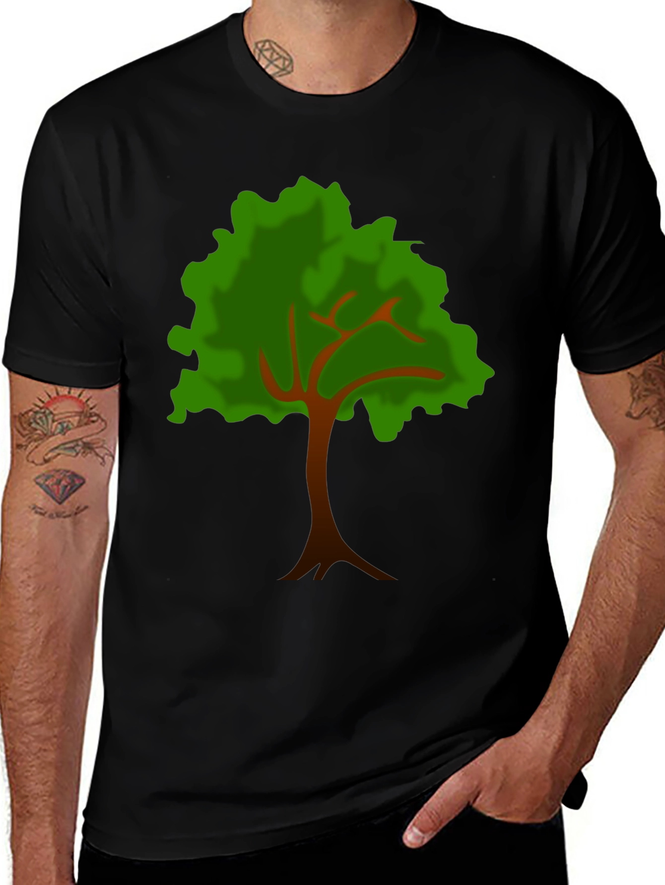 Nature Lover Tee: Tree Graphic Black T-Shirt
