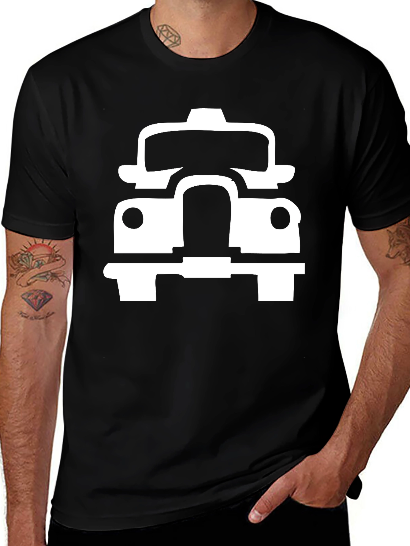 Variant 11 of Taxi T-Shirt - Black Cotton Tee - Unique Taxi Graphic