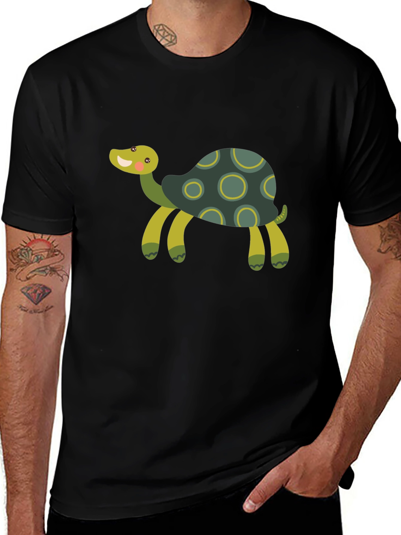 Black Cute Turtle Graphic T-Shirt main image