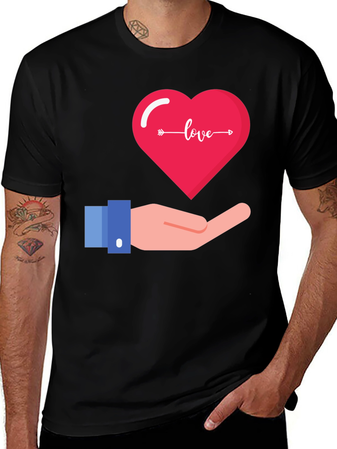 Variant 2 of Love Heart in Hand Graphic T-Shirt - Stylish Valentine's Day Tee
