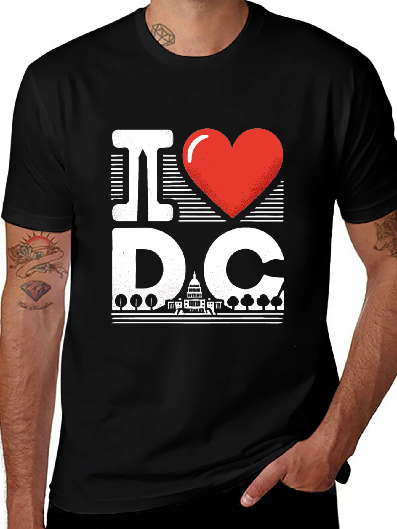 Variant 14 of I Love DC Graphic T-Shirt - Unisex Black Tee