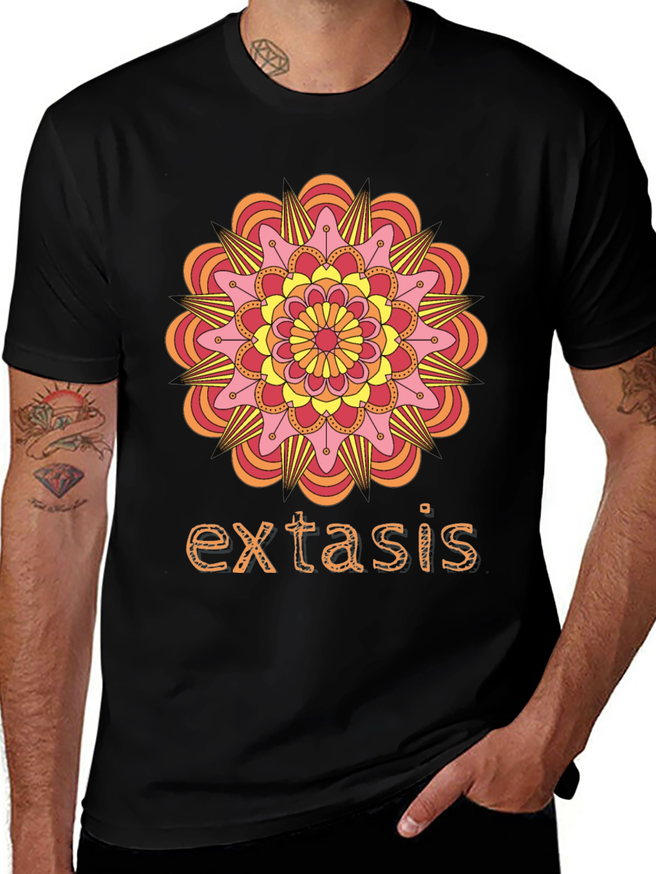Variant 5 of Extasis Mandala Graphic Tee - Black
