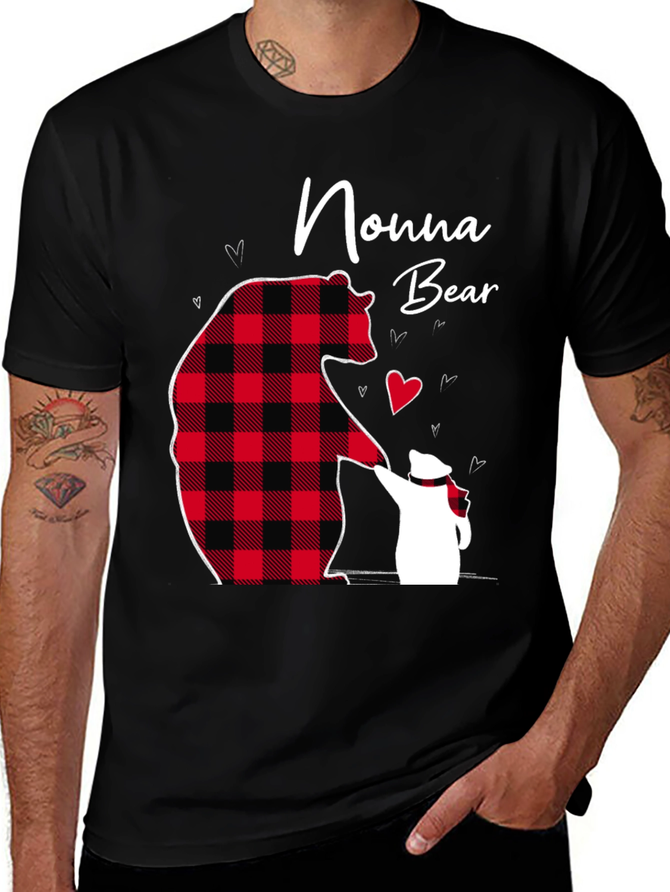 Variant 8 of Nonna Bear T-Shirt - Mama Bear Plaid Design